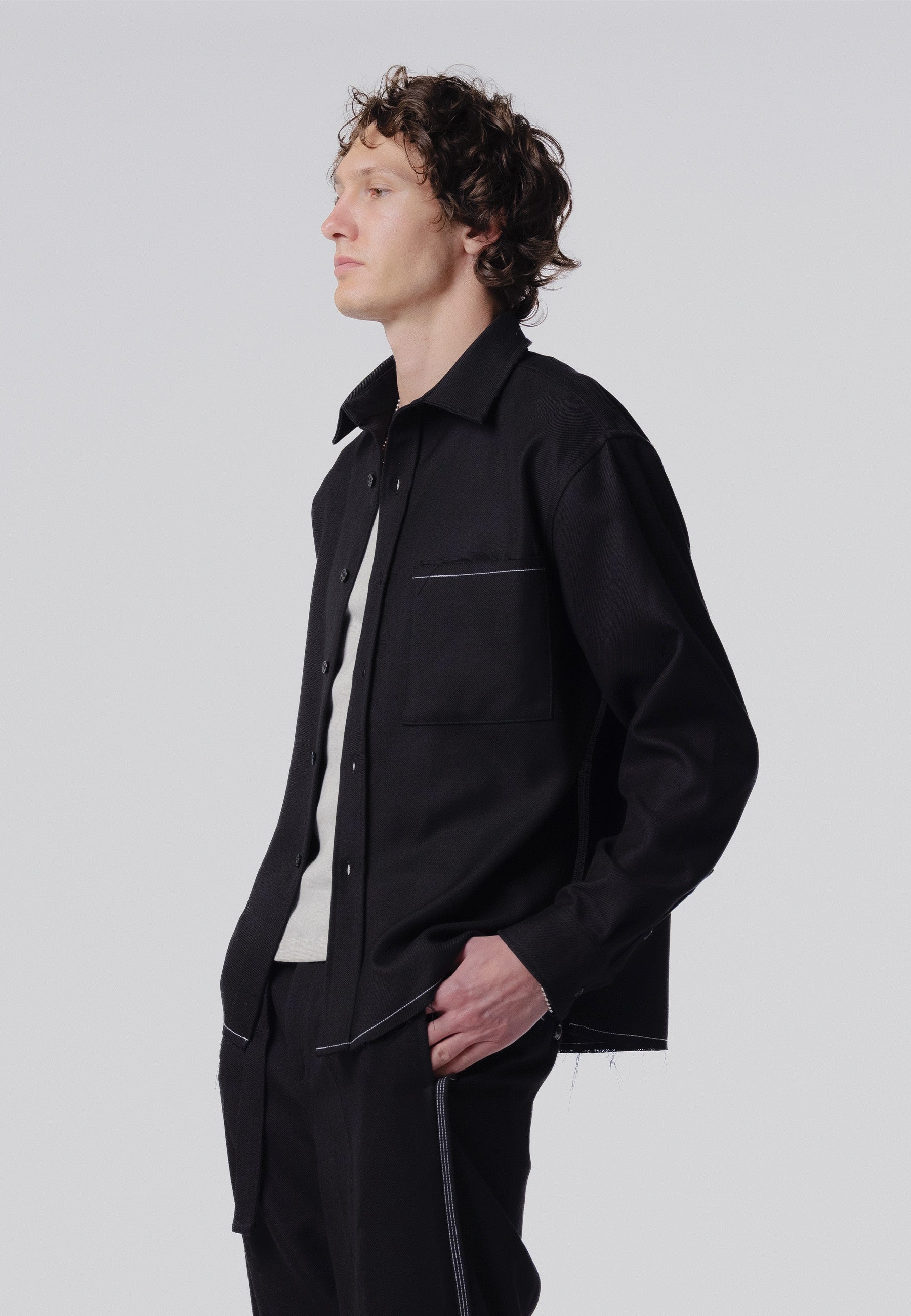 Hold LS Pocket Shirt - Black/White