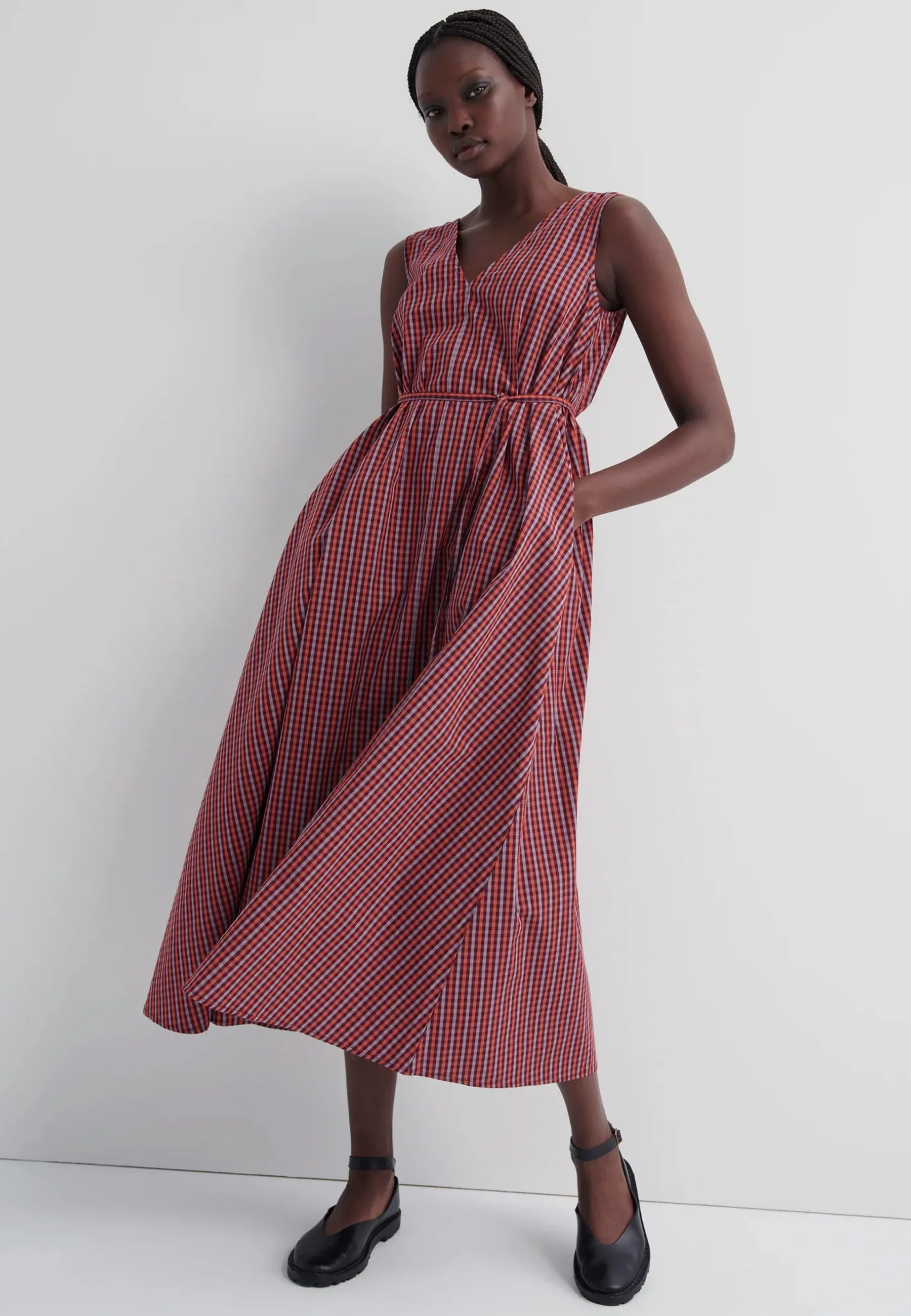 Belle Dress - Maroon Check