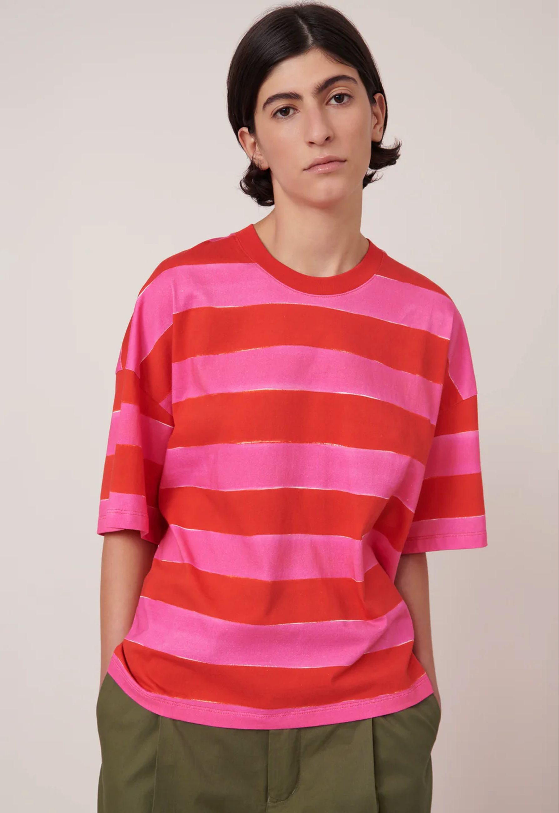 Oversized Boxy T-Shirt - Painted Stripe
