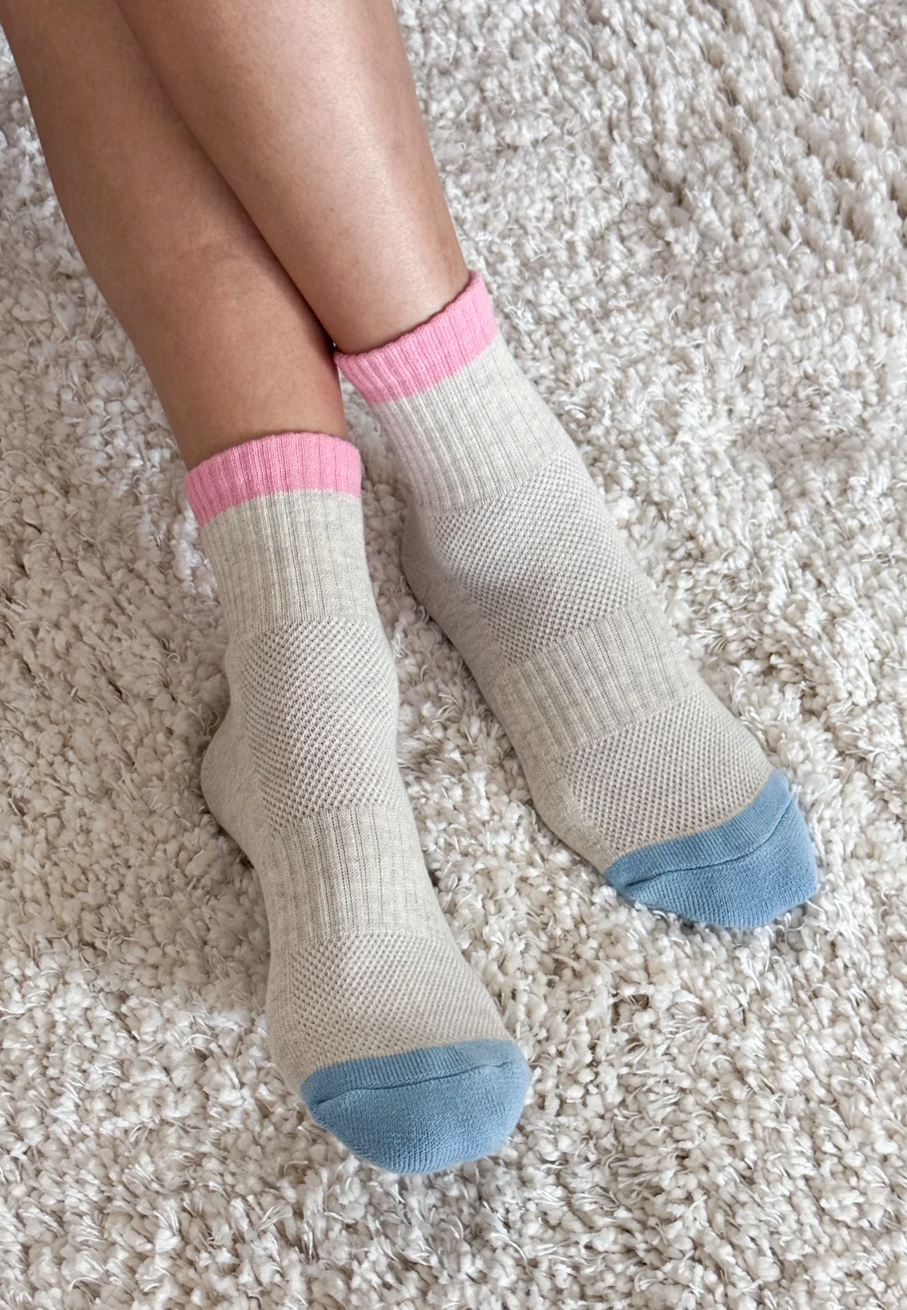 Color Block Girlfriend Socks - Grey Pink