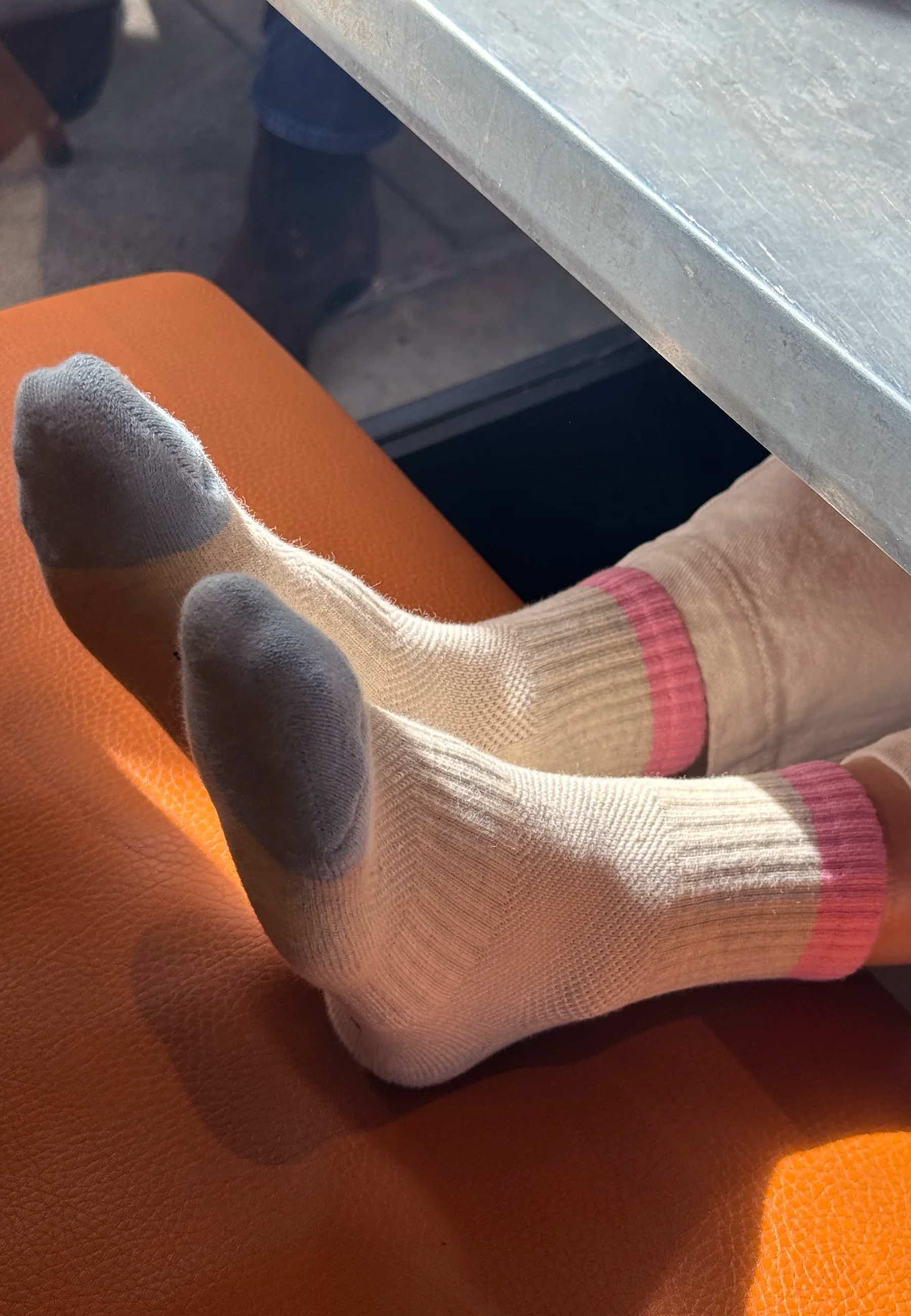 Color Block Girlfriend Socks - Grey Pink