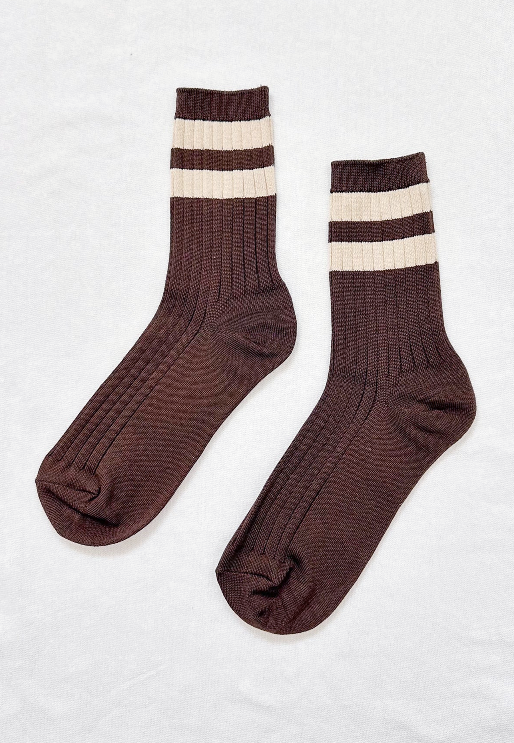 Her Varsity Socks - Espresso