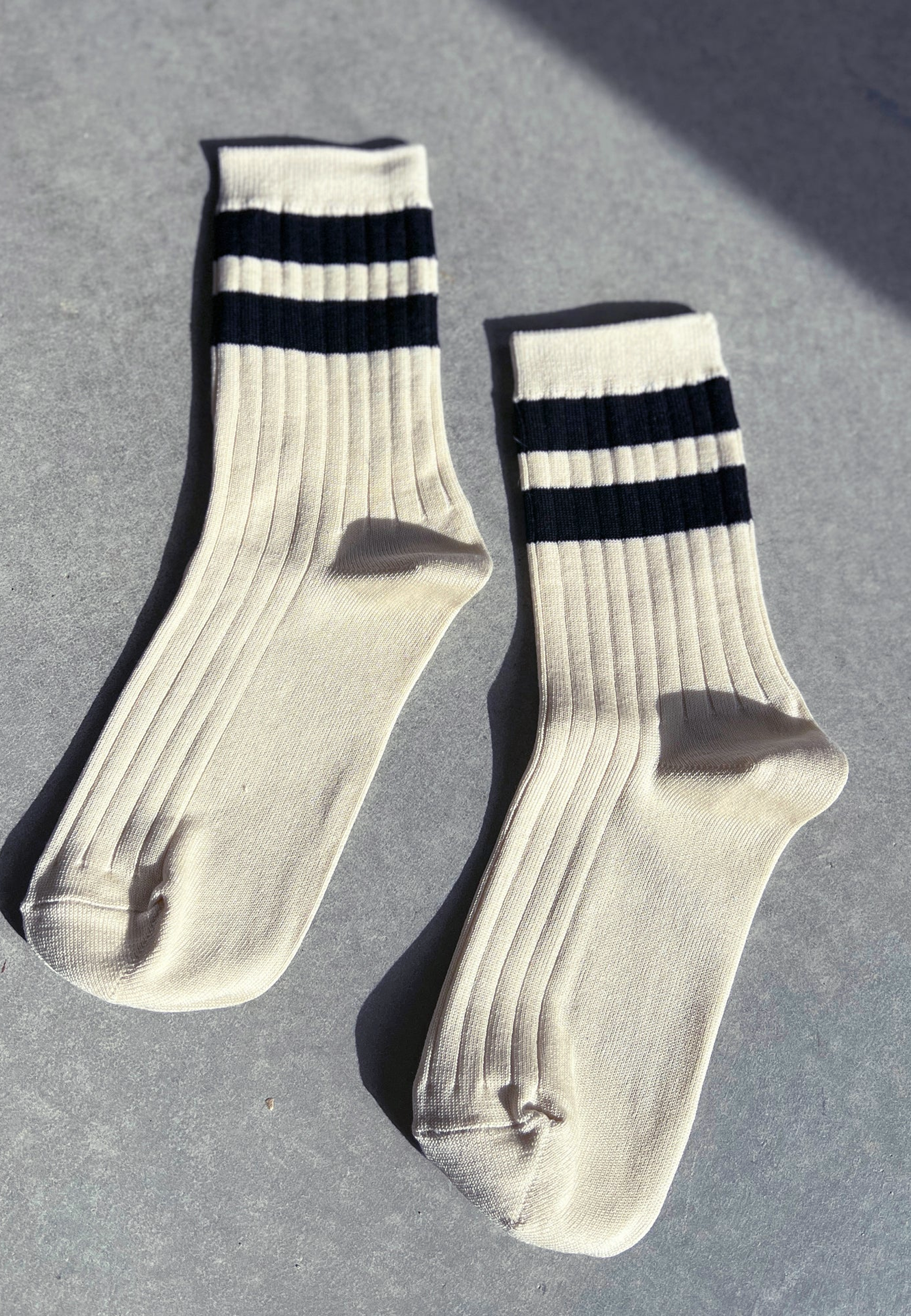 Her Varsity Socks - Cream Black
