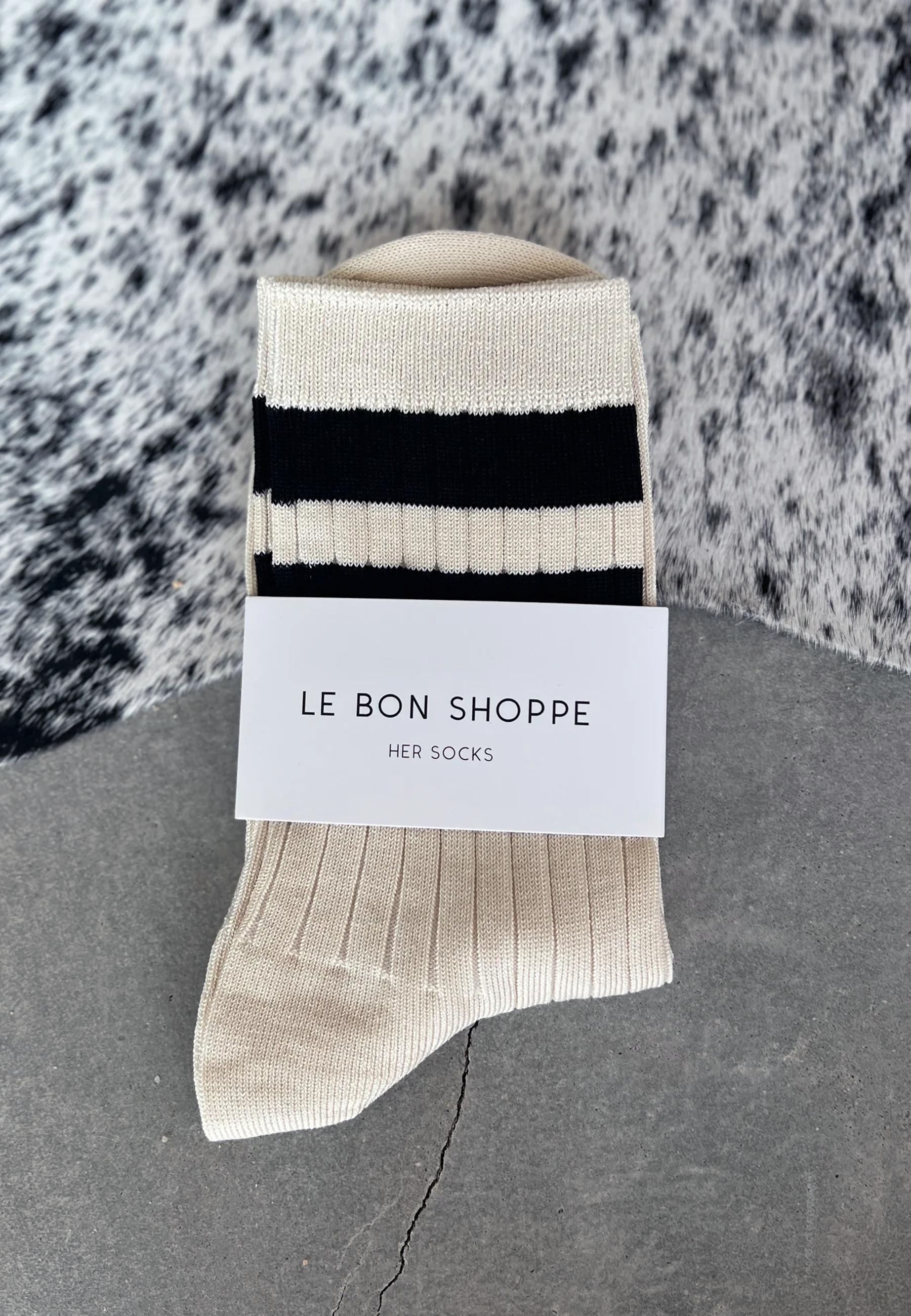 Her Varsity Socks - Cream Black