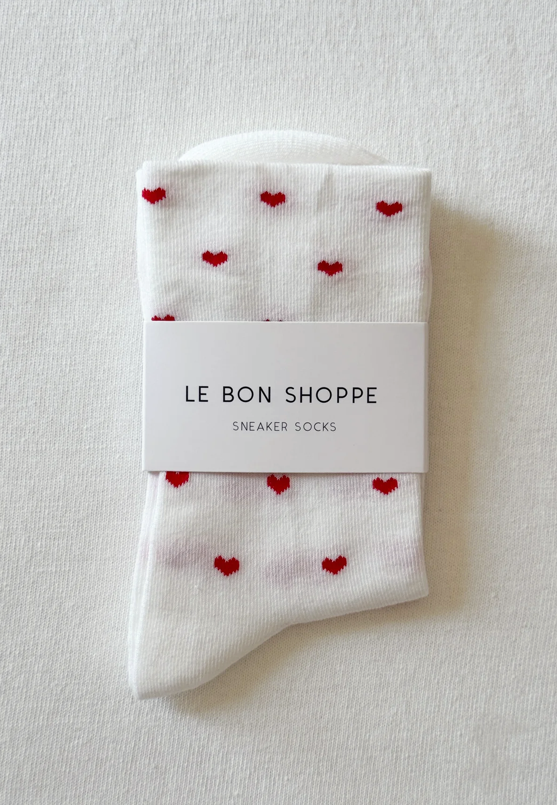 Sneaker Socks - White/Red Hearts