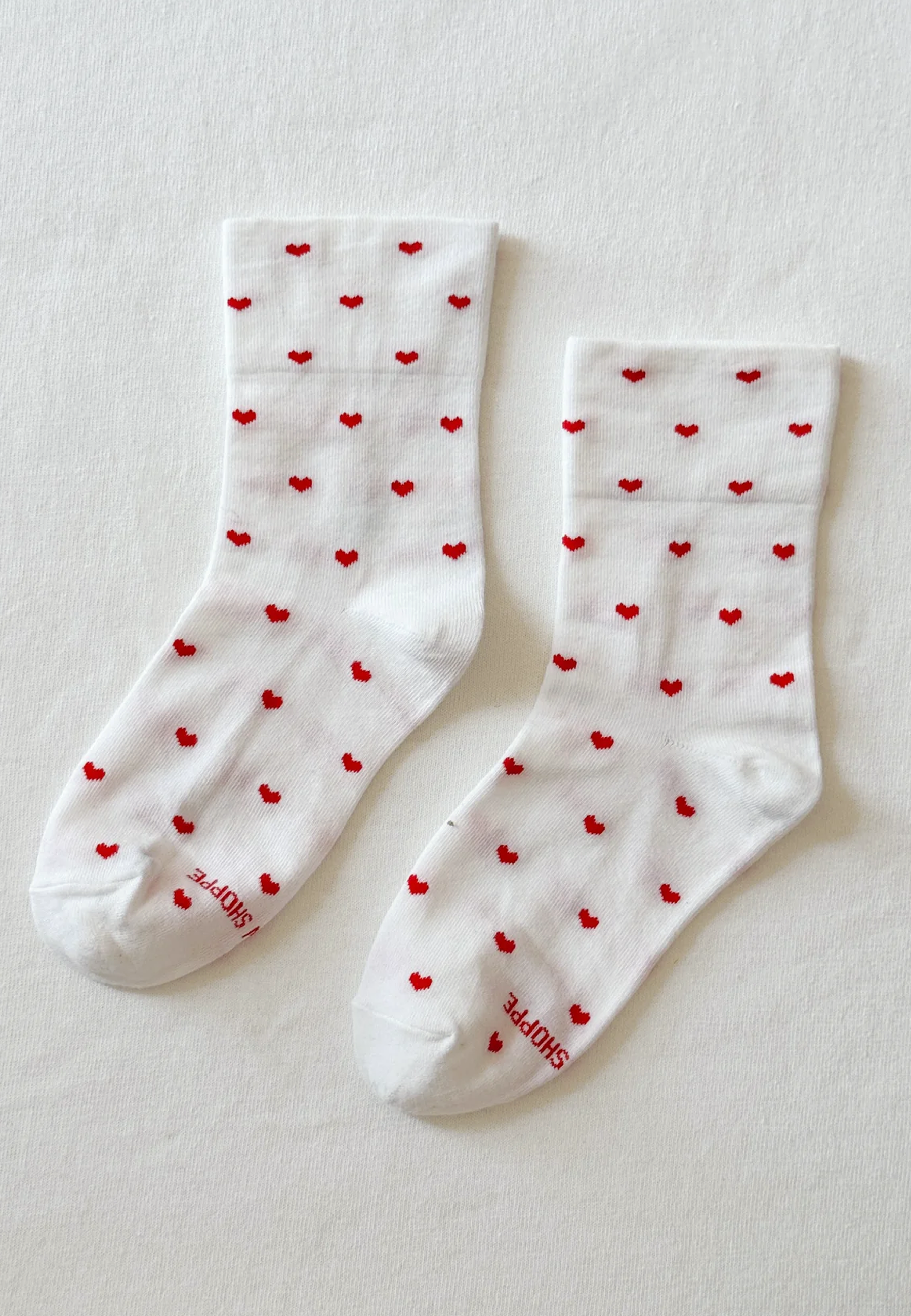 Sneaker Socks - White/Red Hearts