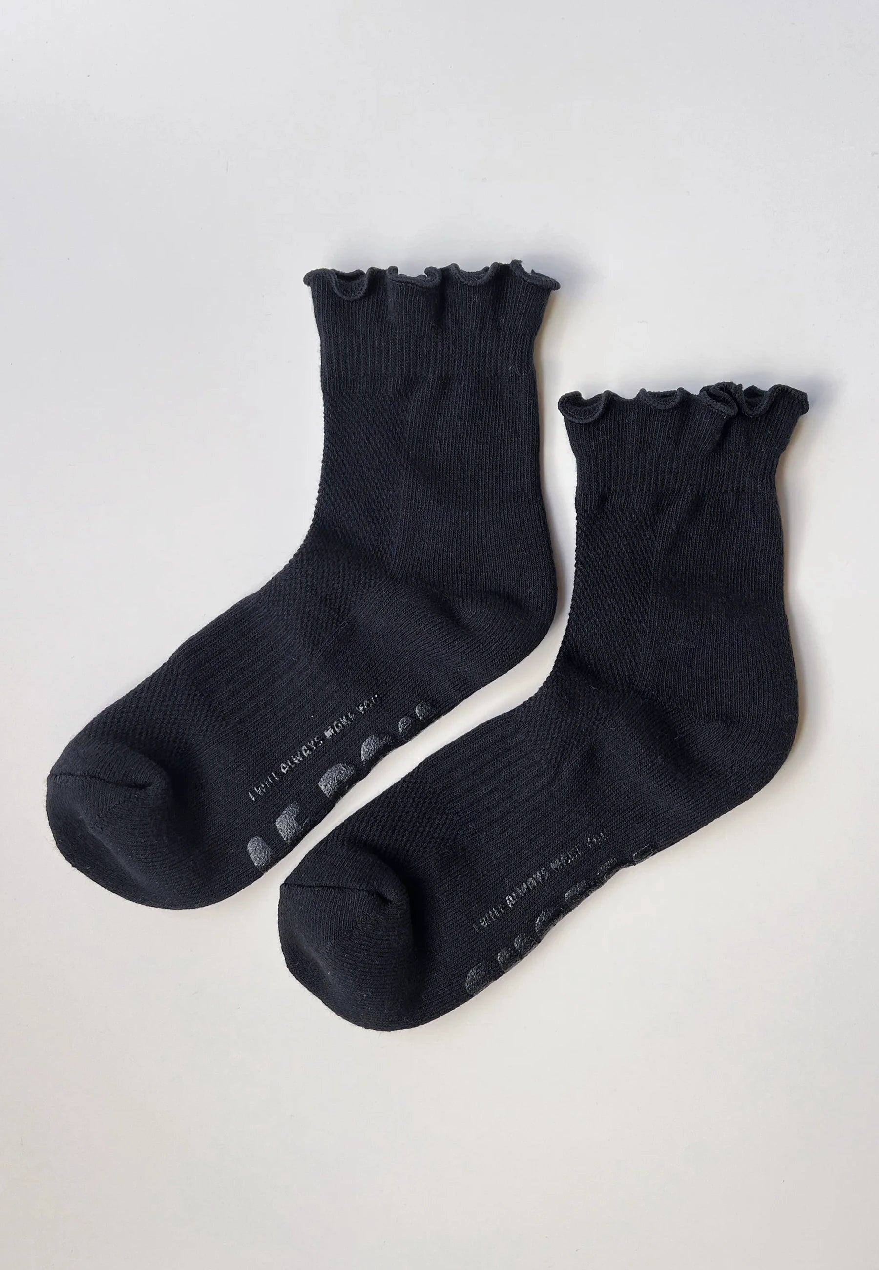 Ruffle Hugger Crew Socks - Black