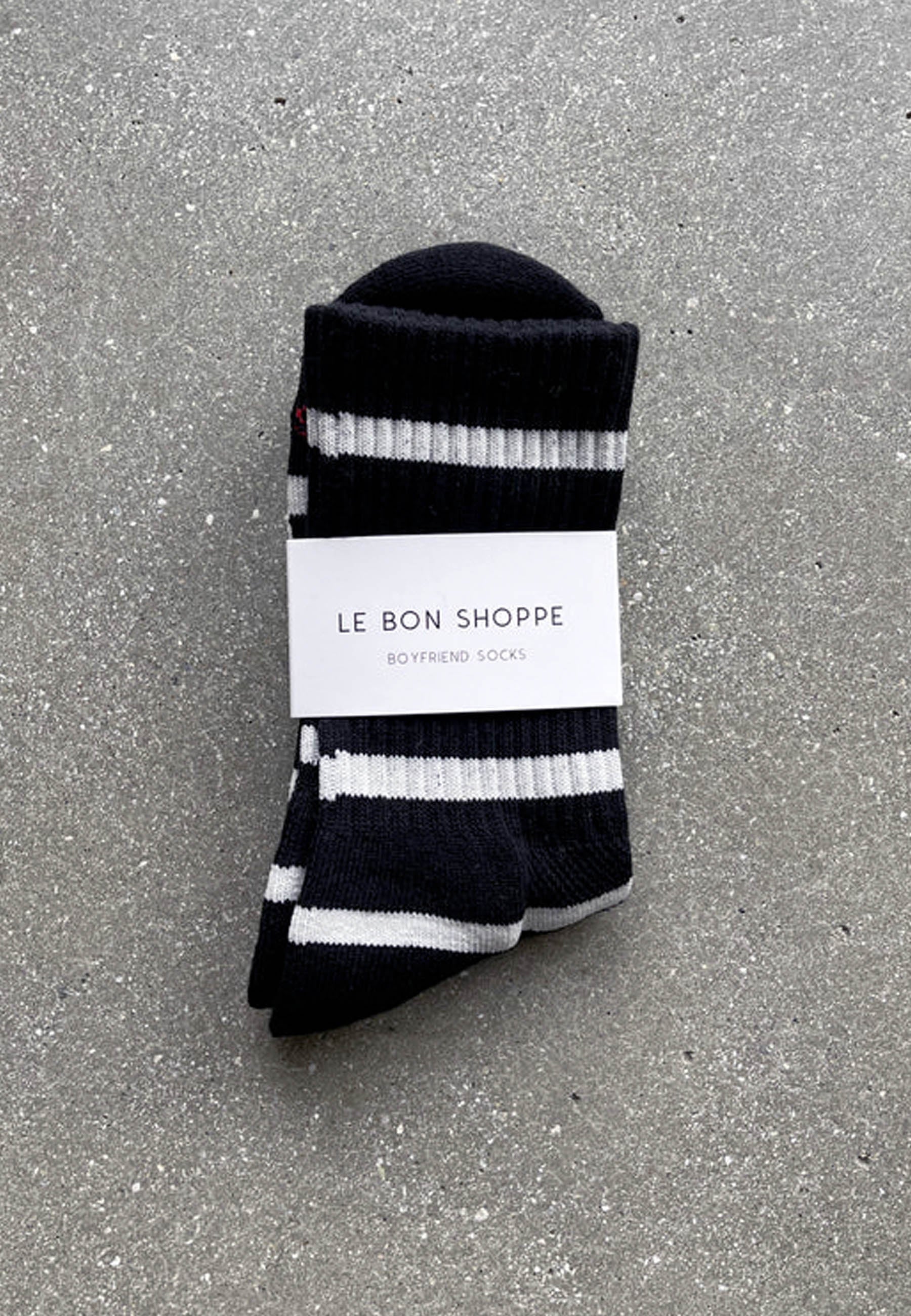 Striped Boyfriend Socks - Black Stripe