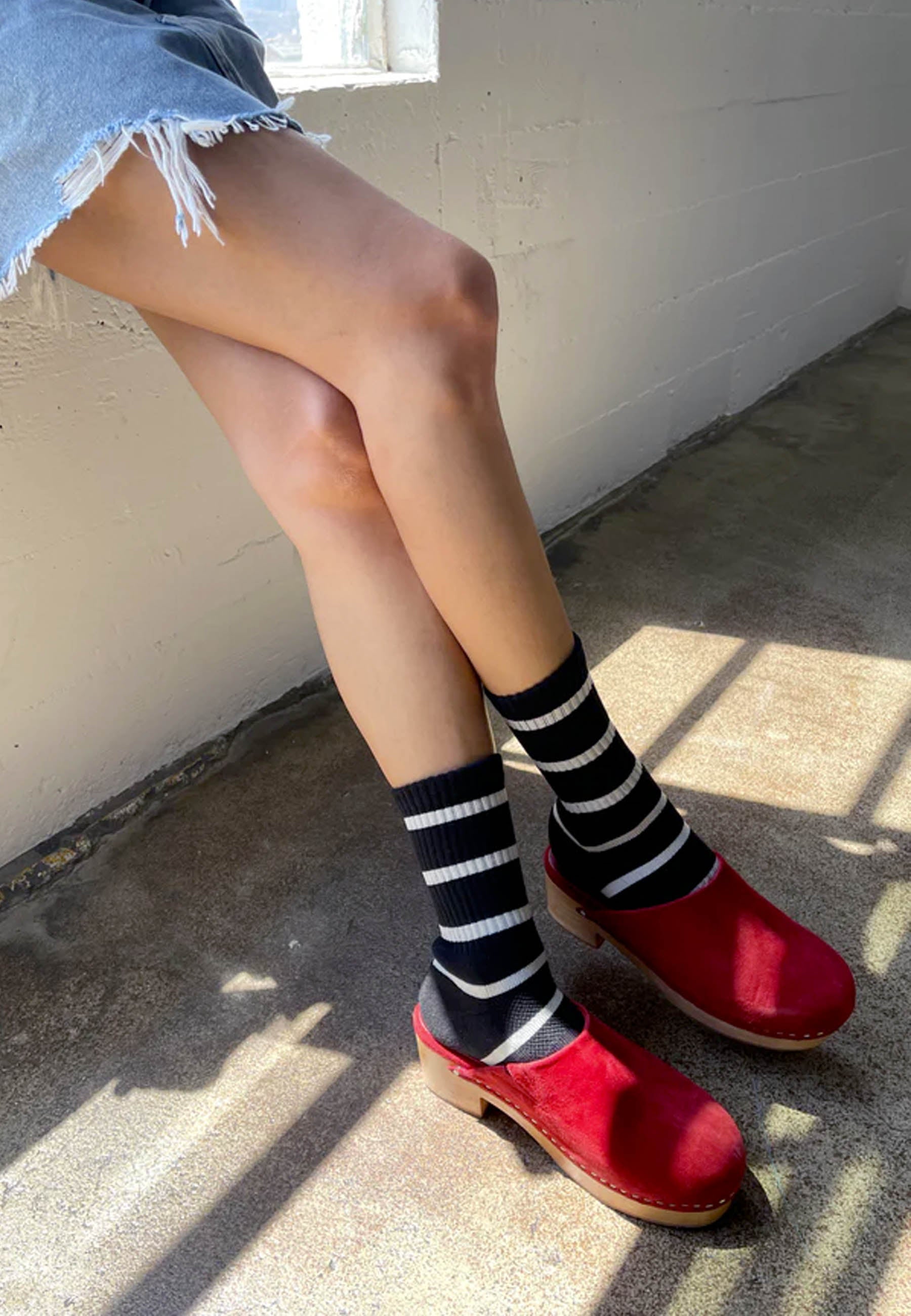 Striped Boyfriend Socks - Black Stripe