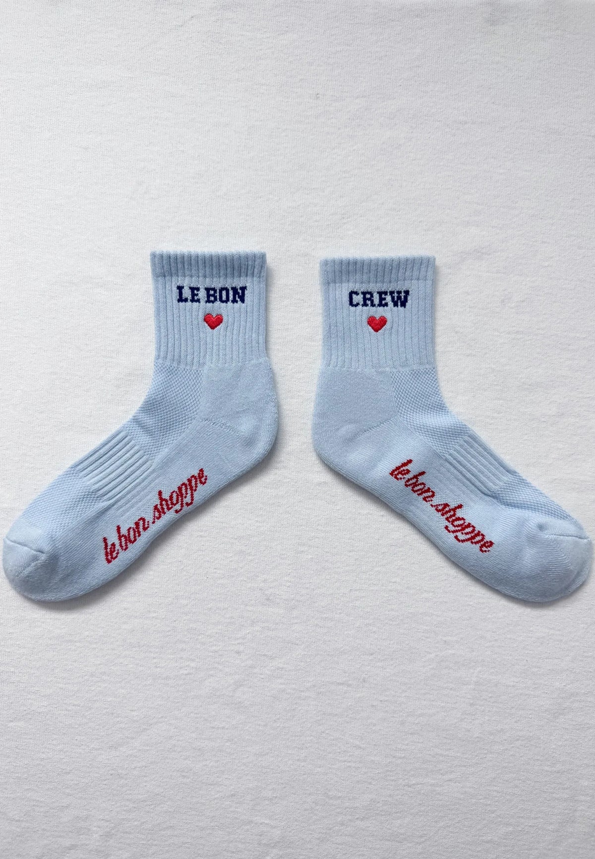 Embroidered Crew Socks - Sky Blue