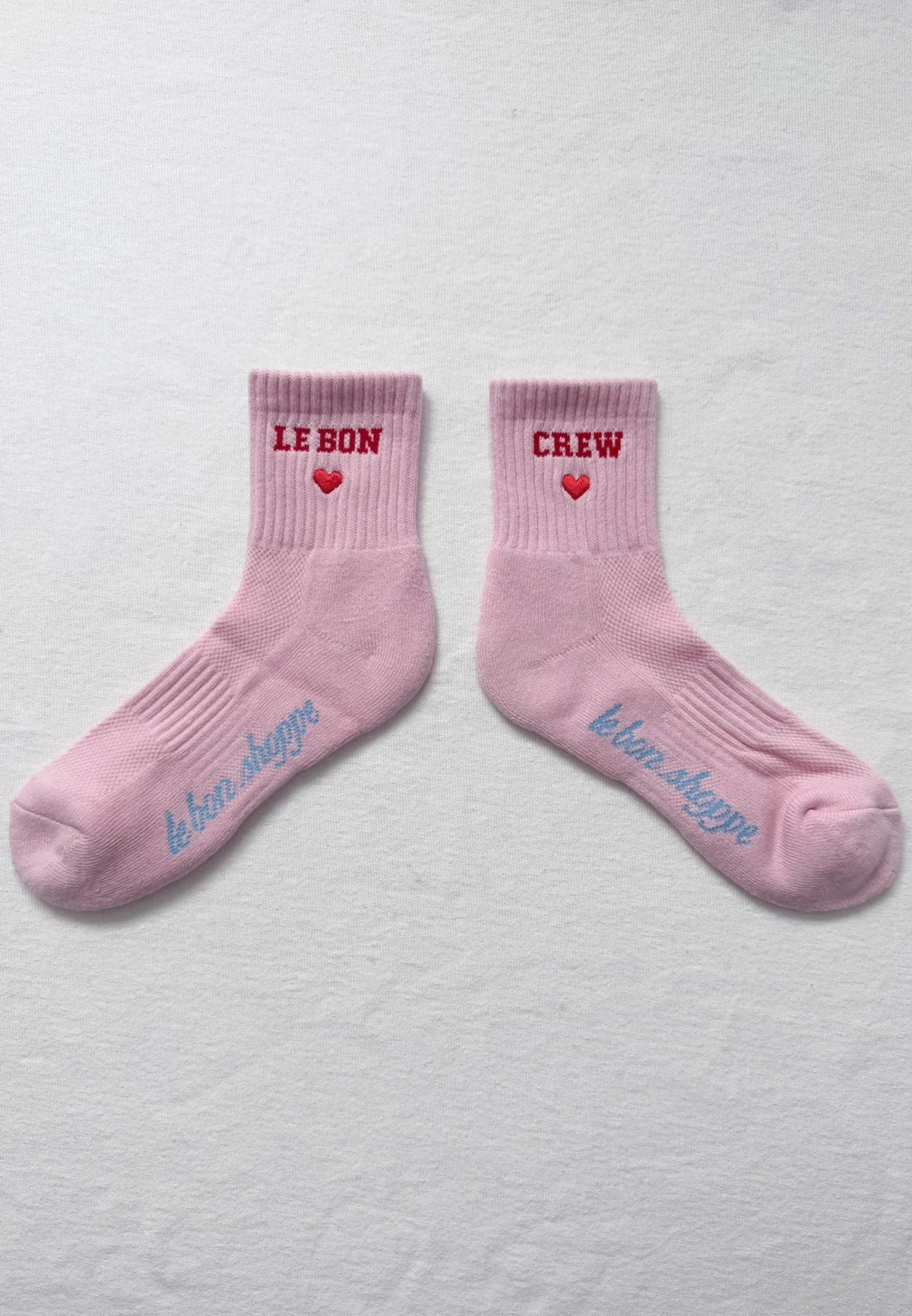 Embroidered Crew Socks - Strawberry Milk