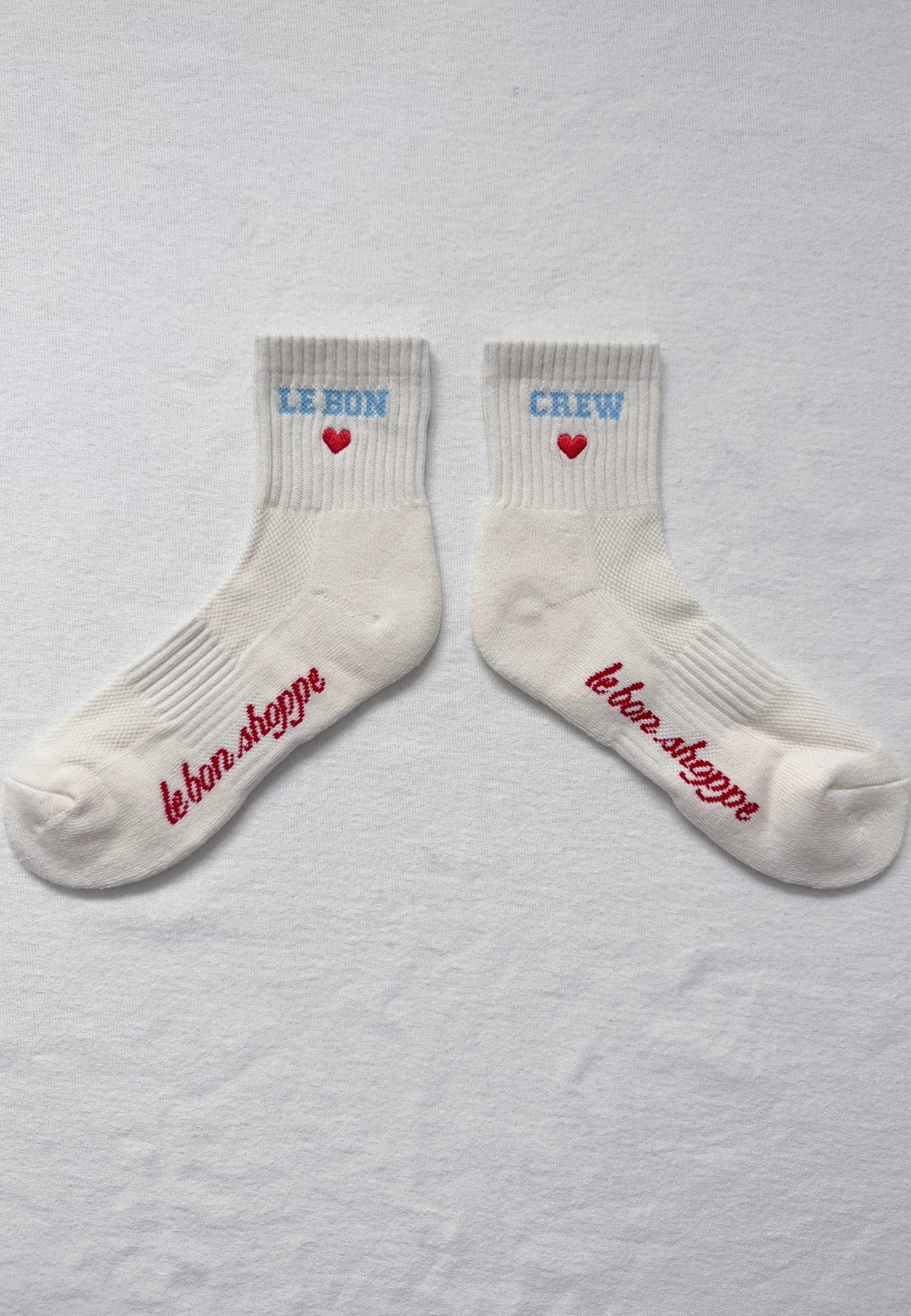Embroidered Crew Socks - Vanilla