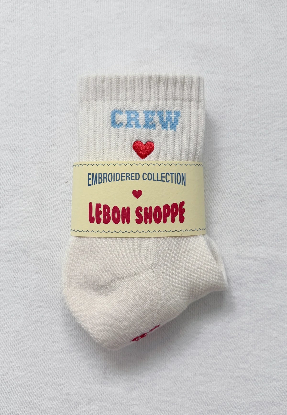 Embroidered Crew Socks - Vanilla
