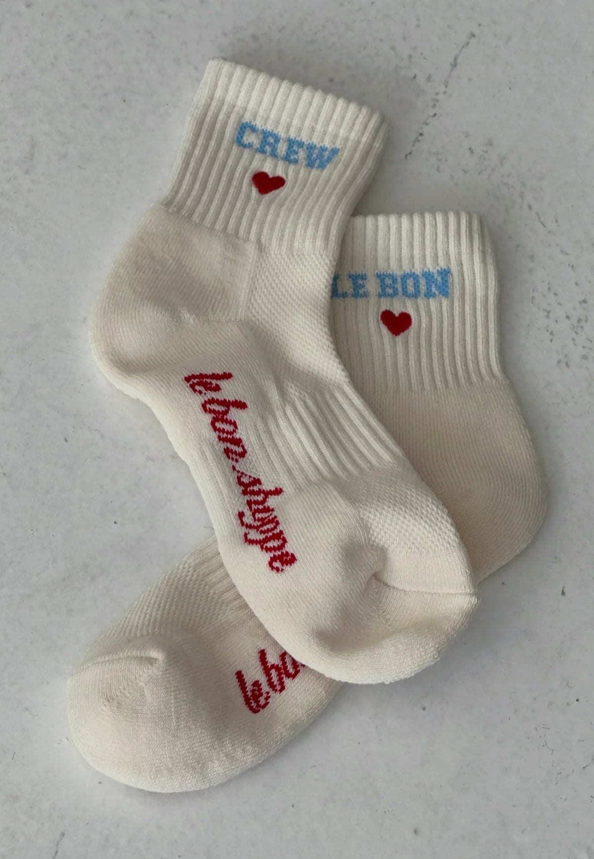 Embroidered Crew Socks - Vanilla