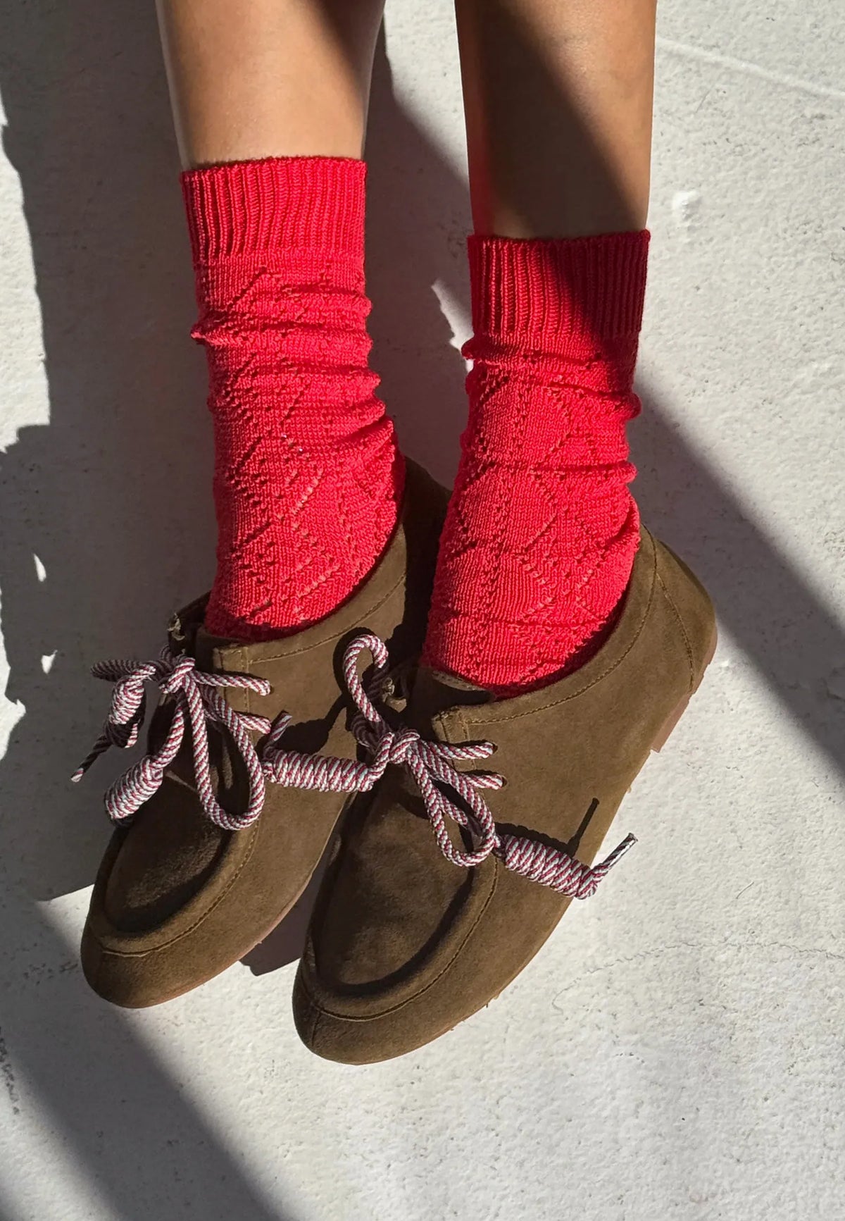 Modal Eyelet Socks - Poppy Red