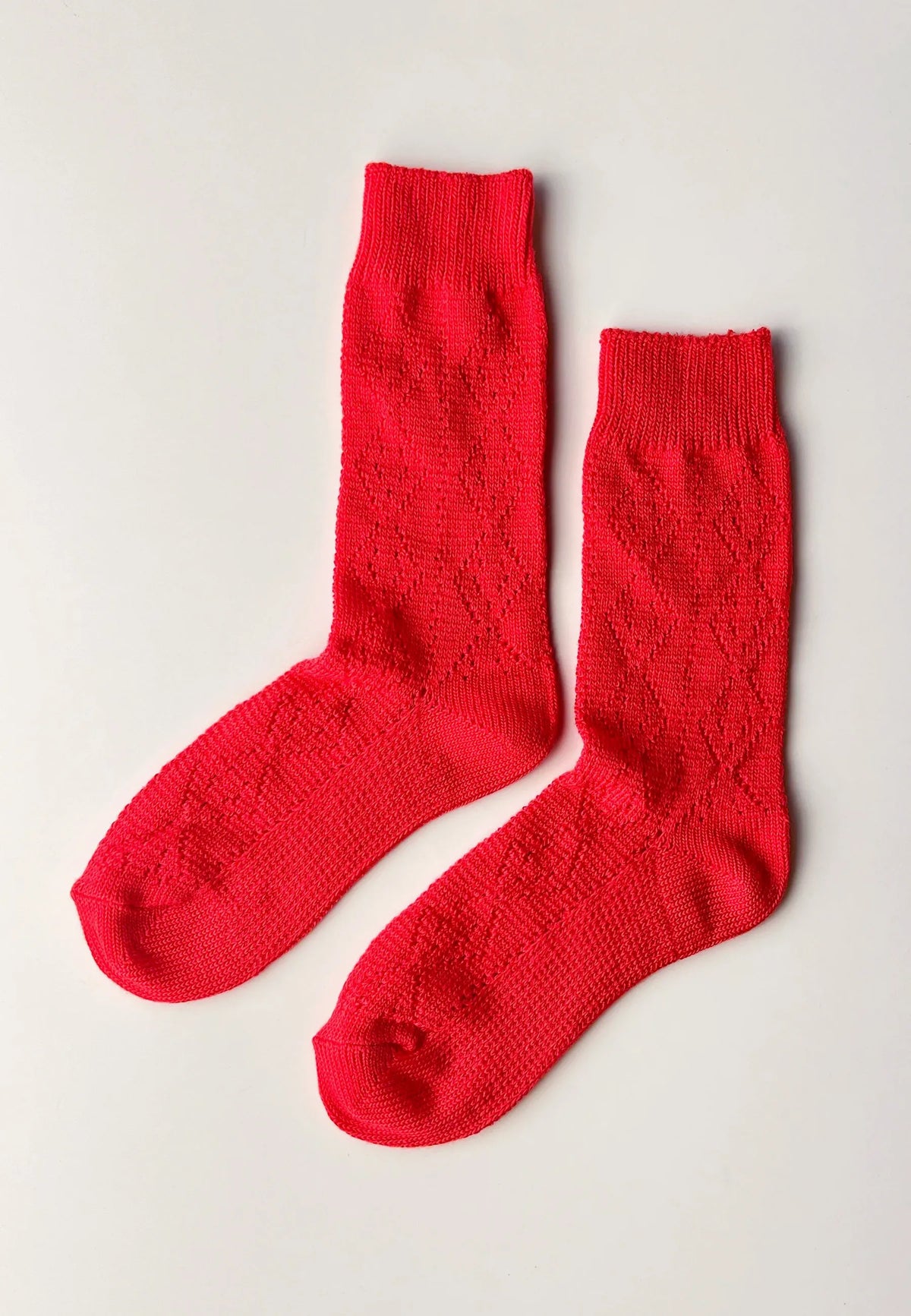 Modal Eyelet Socks - Poppy Red