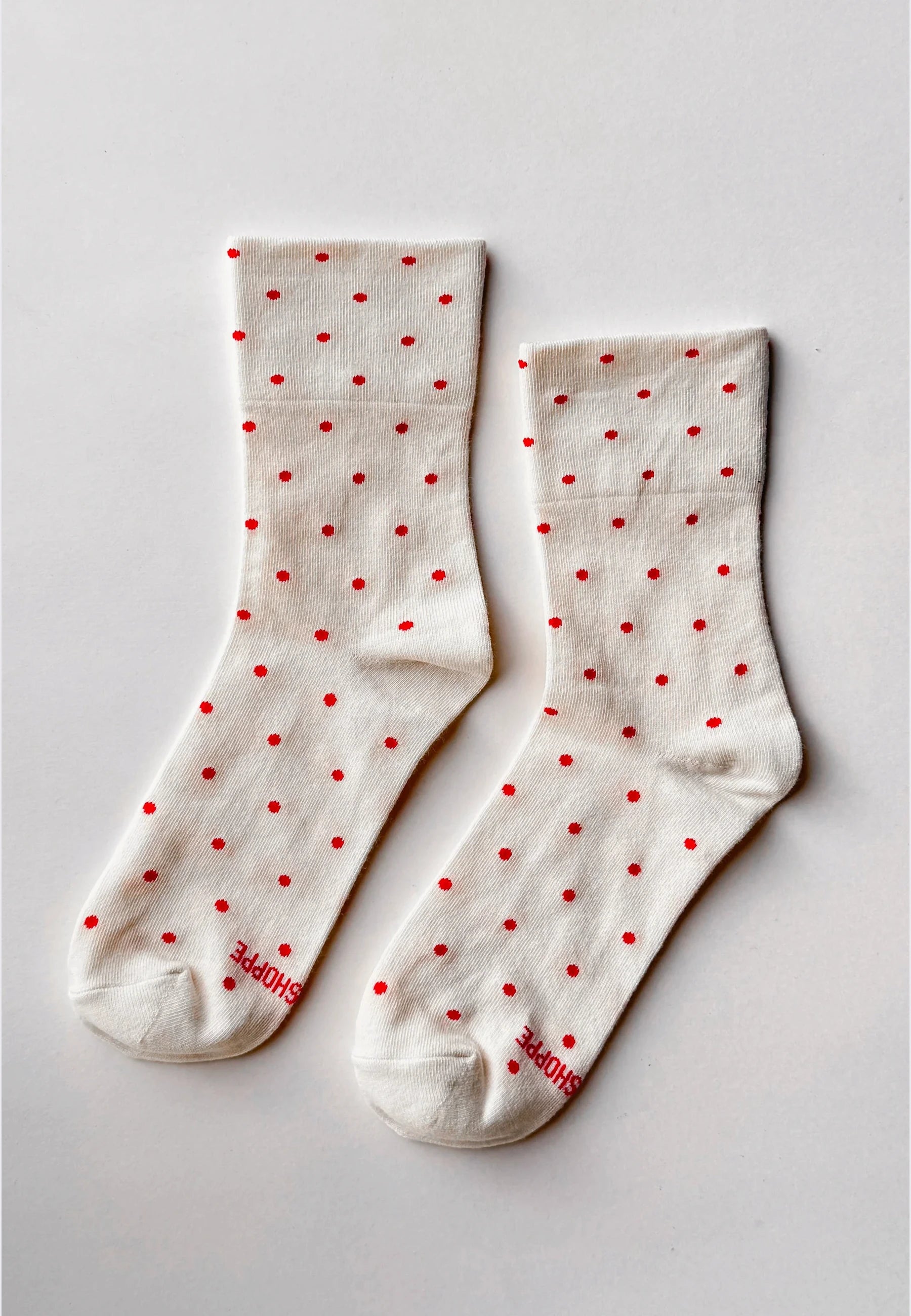 Patterned Sneaker Socks - Cream/Red