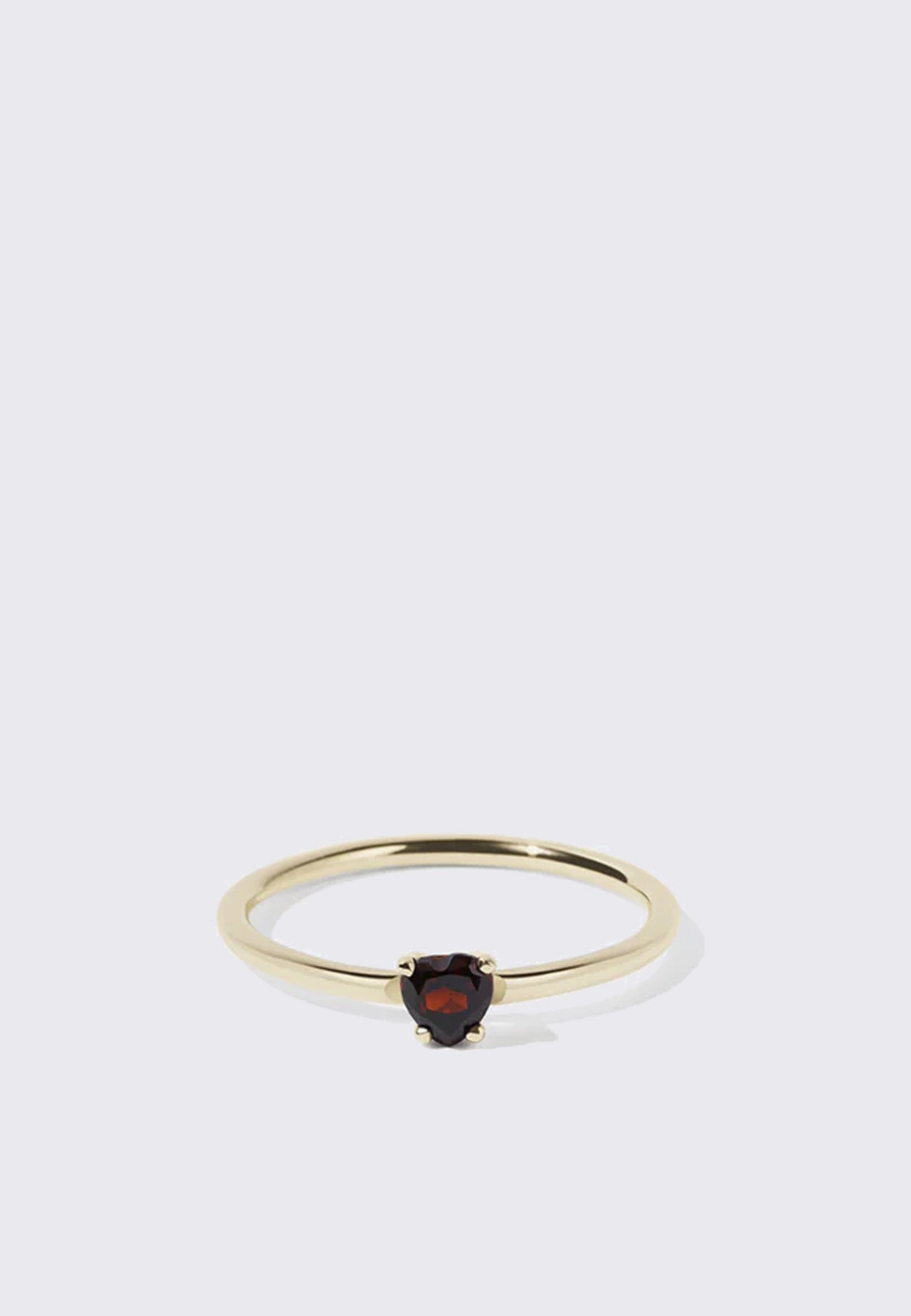 Micro Heart Jewel Ring Thai Garnet - Gold Plated