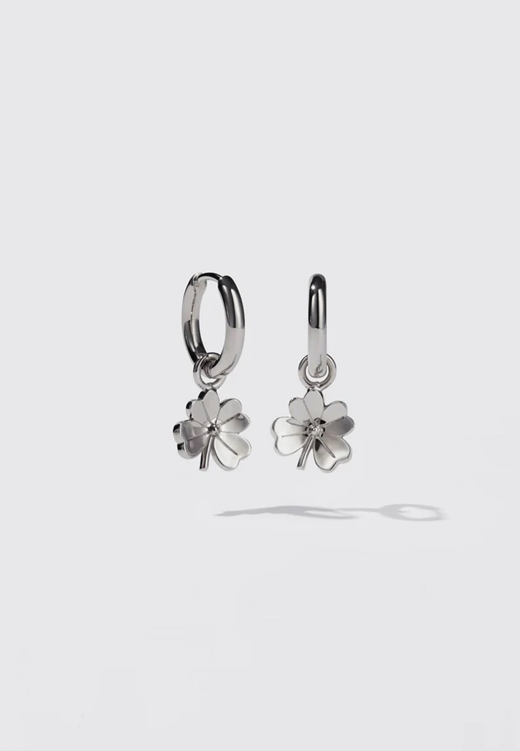 Lucky Clover Charm Earrings - Sterling Silver