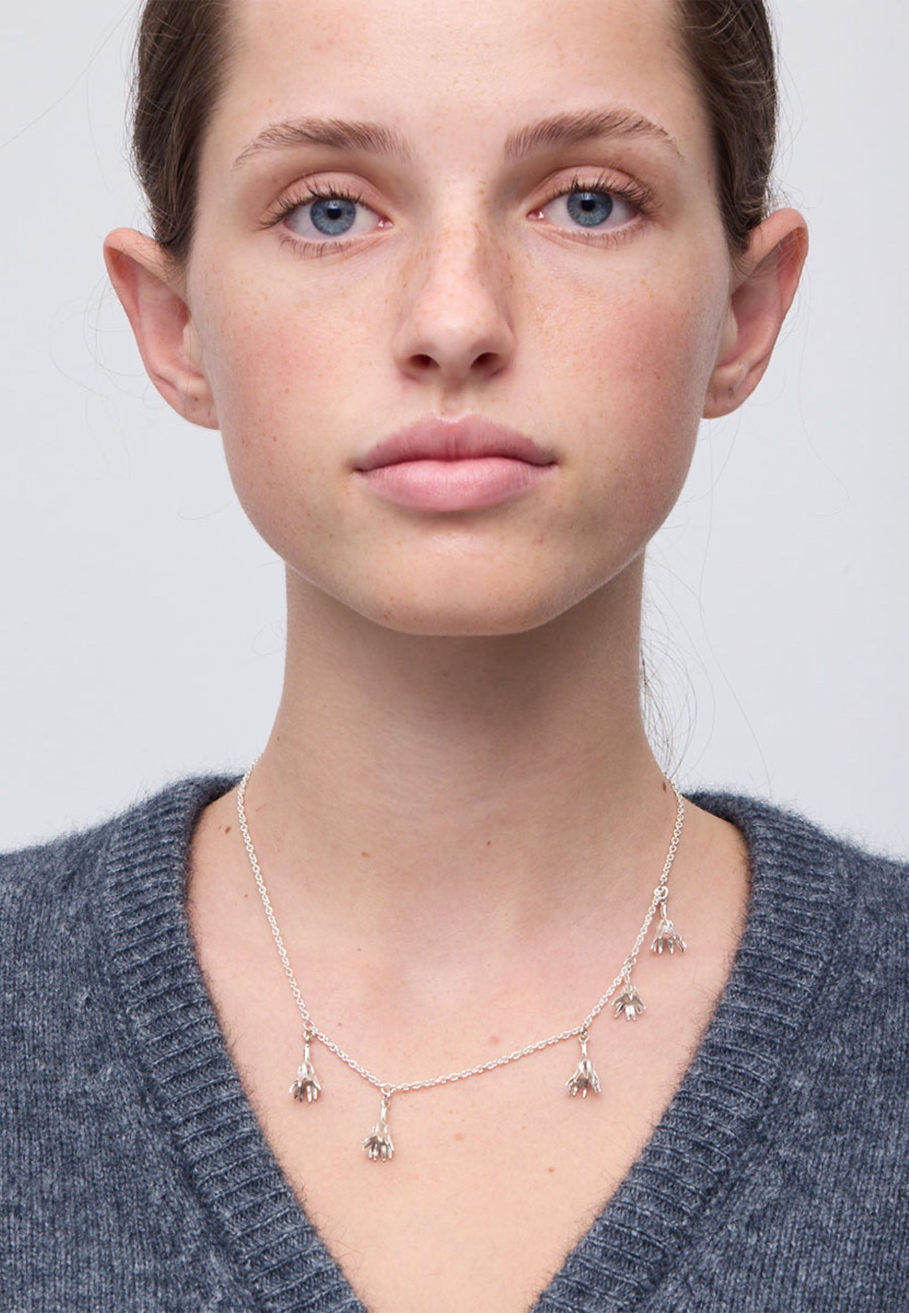 Magda Five Charm Necklace - Sterling Silver