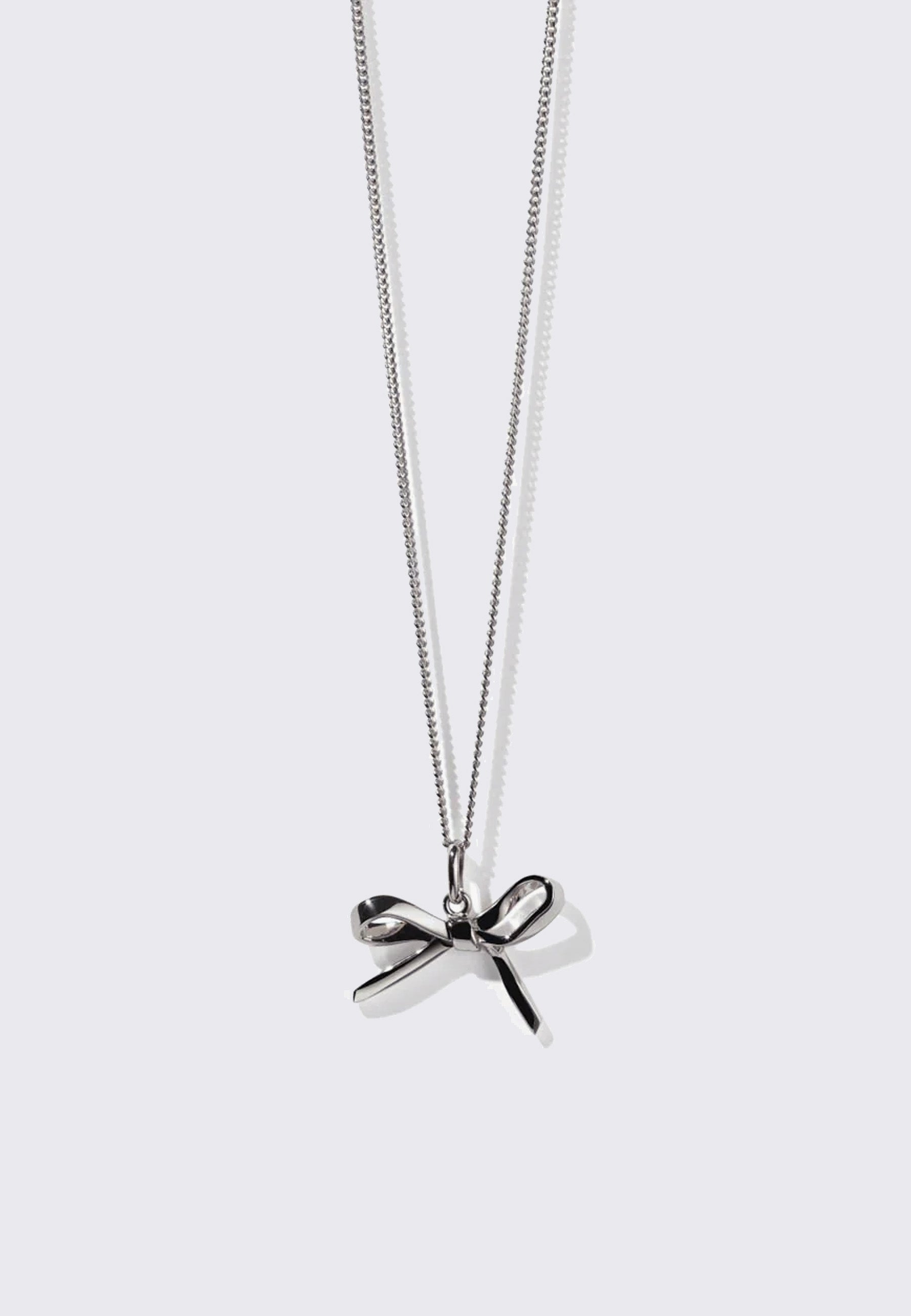 Bow Charm Necklace - Silver