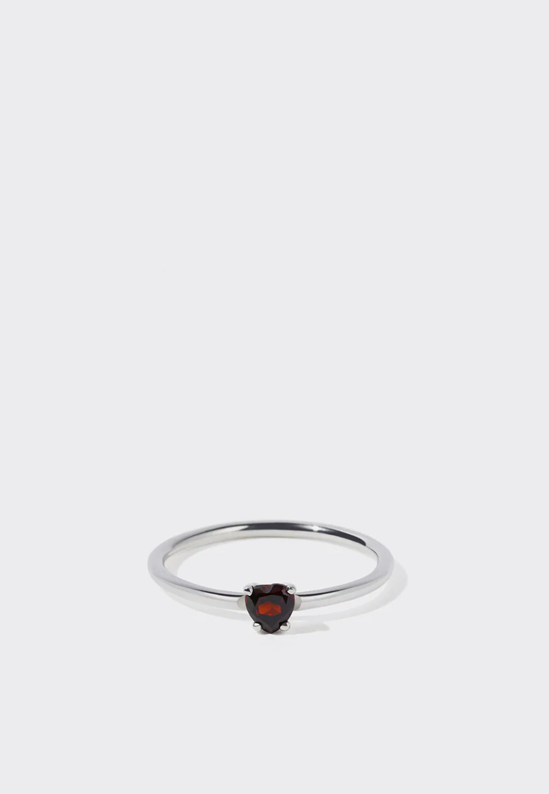 Micro Heart Jewel Ring Thai Garnet - Silver