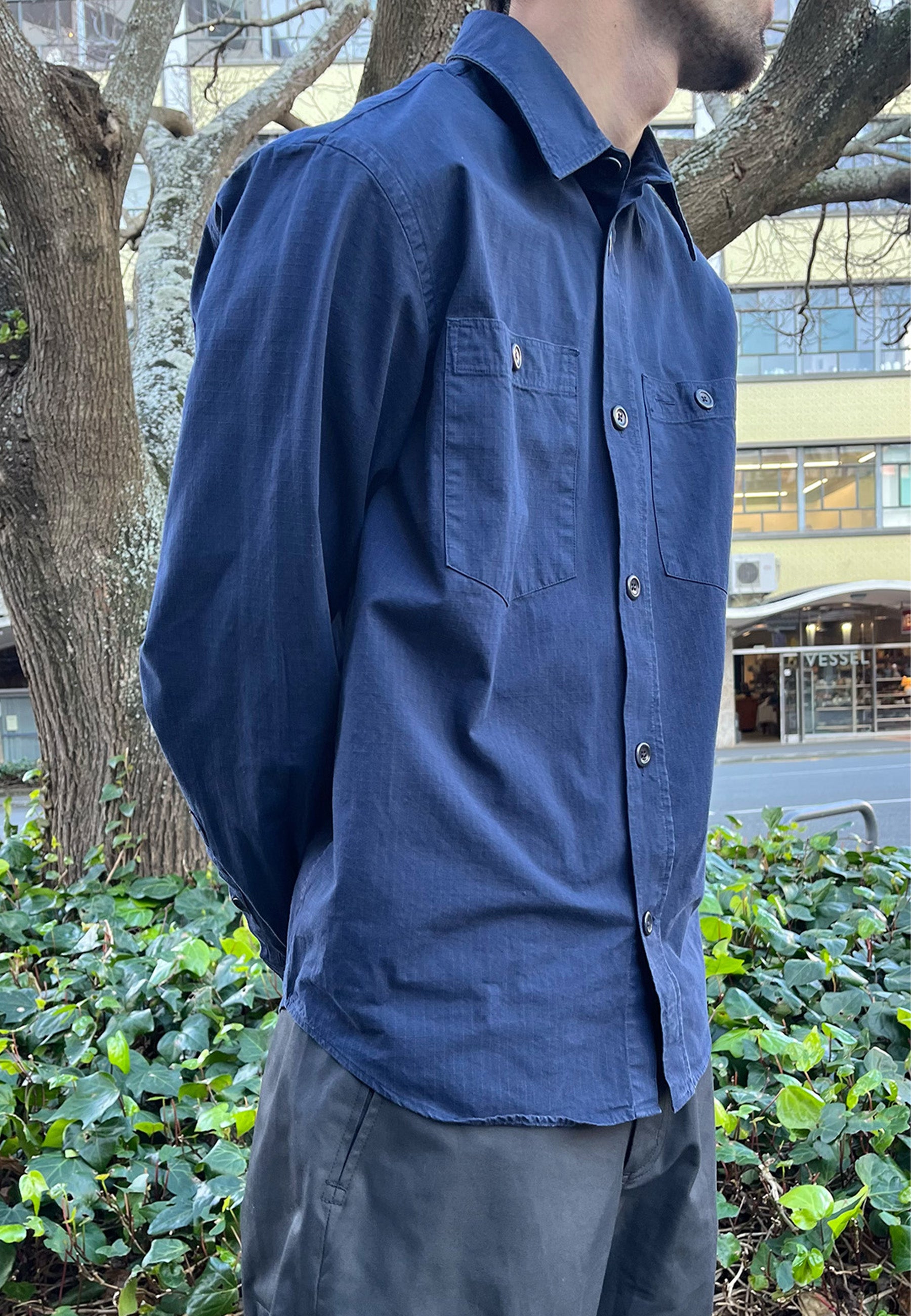 Algot Cotton Ripstop Relaxed Shirt - Workwear Blue