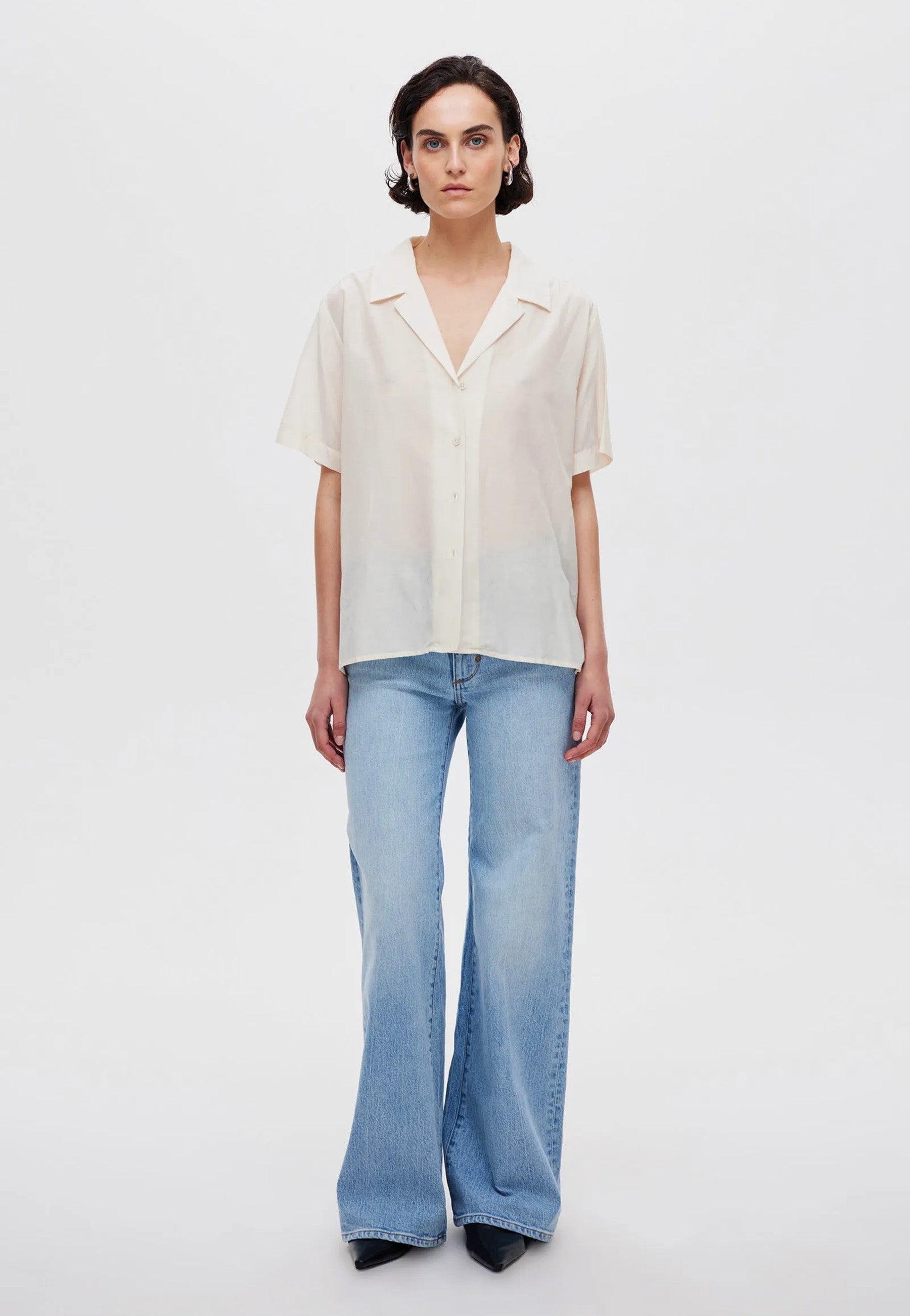 Sheer Resort S/S Shirt - Light Cream