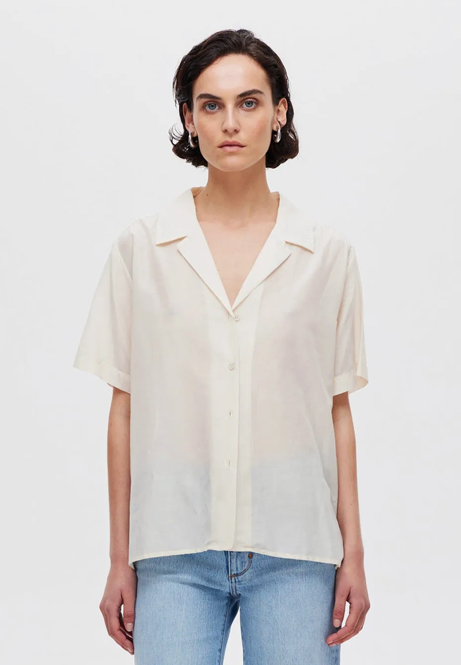 Sheer Resort S/S Shirt - Light Cream