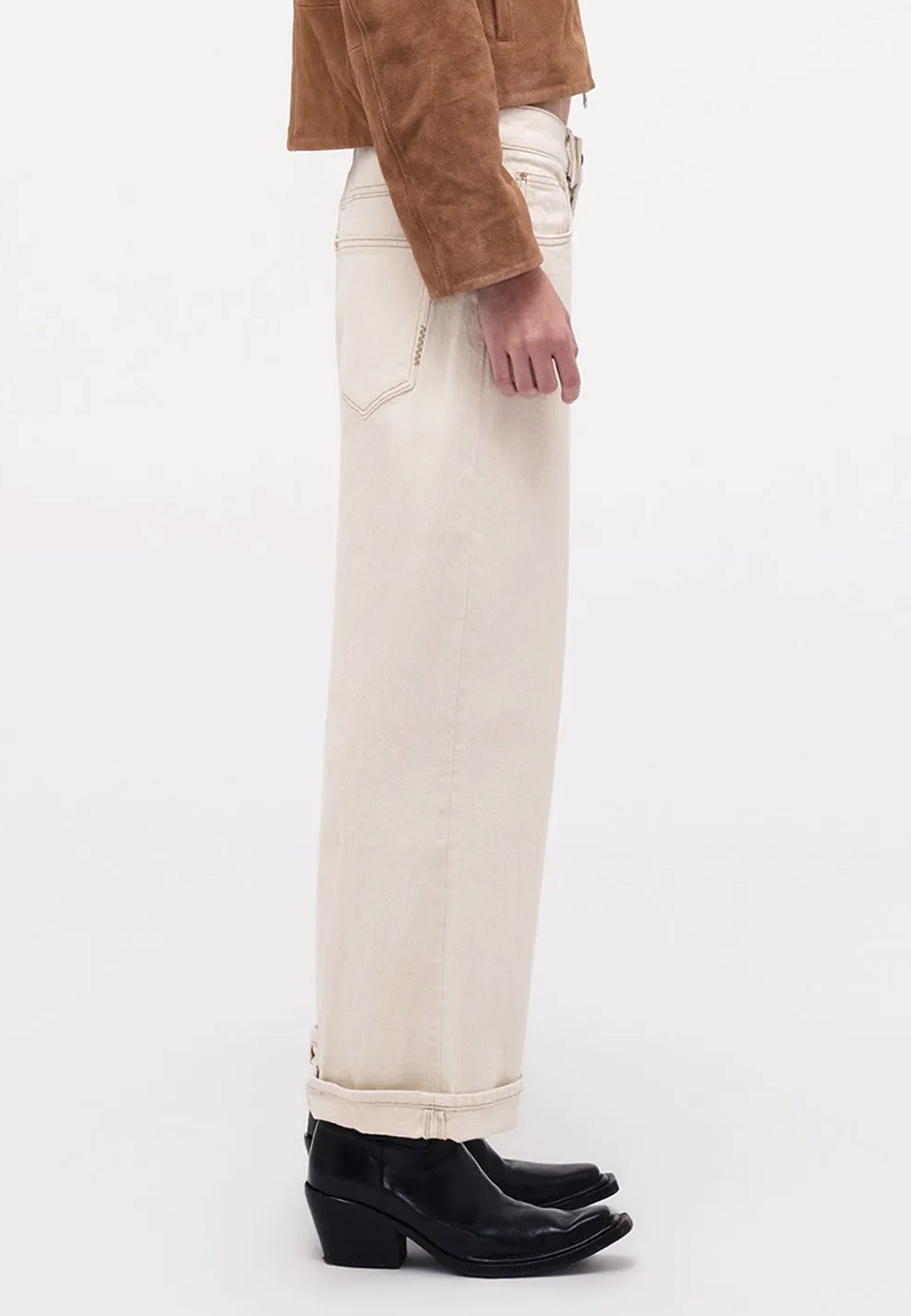 Yoko Baggy Crop Jeans - Cream