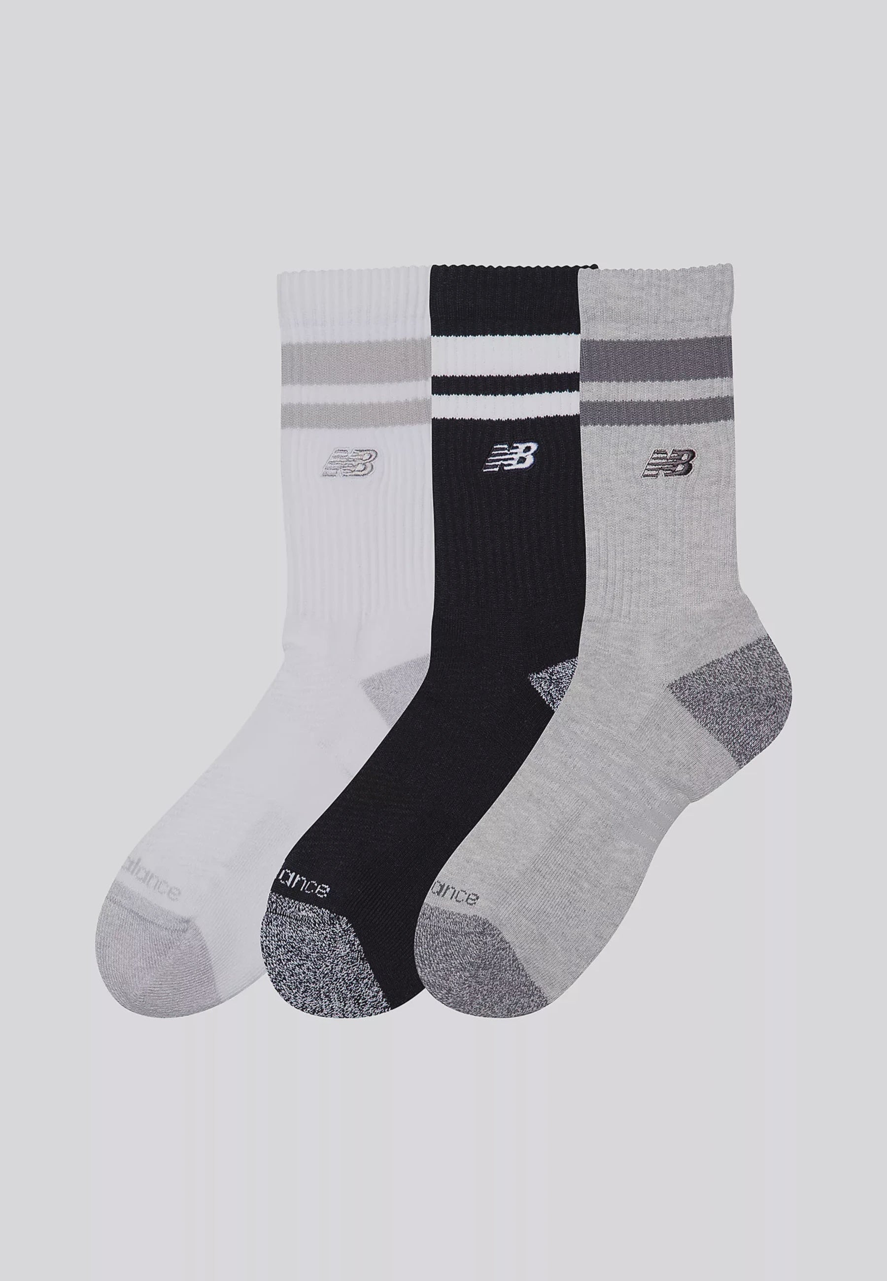 Active Premium Stripe Crew 3 Pack - NB White