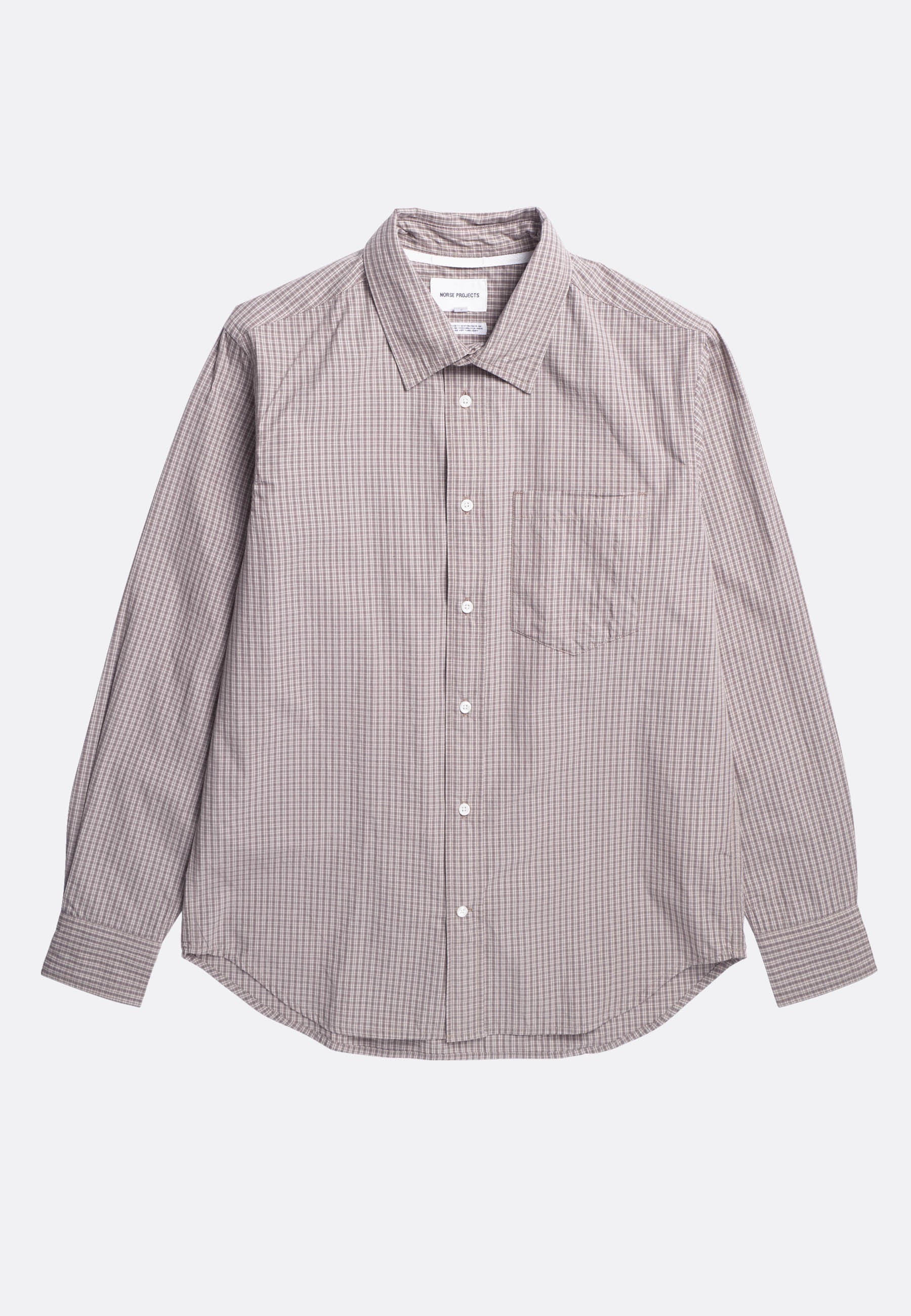 Algot Poplin Check Shirt - Walnut