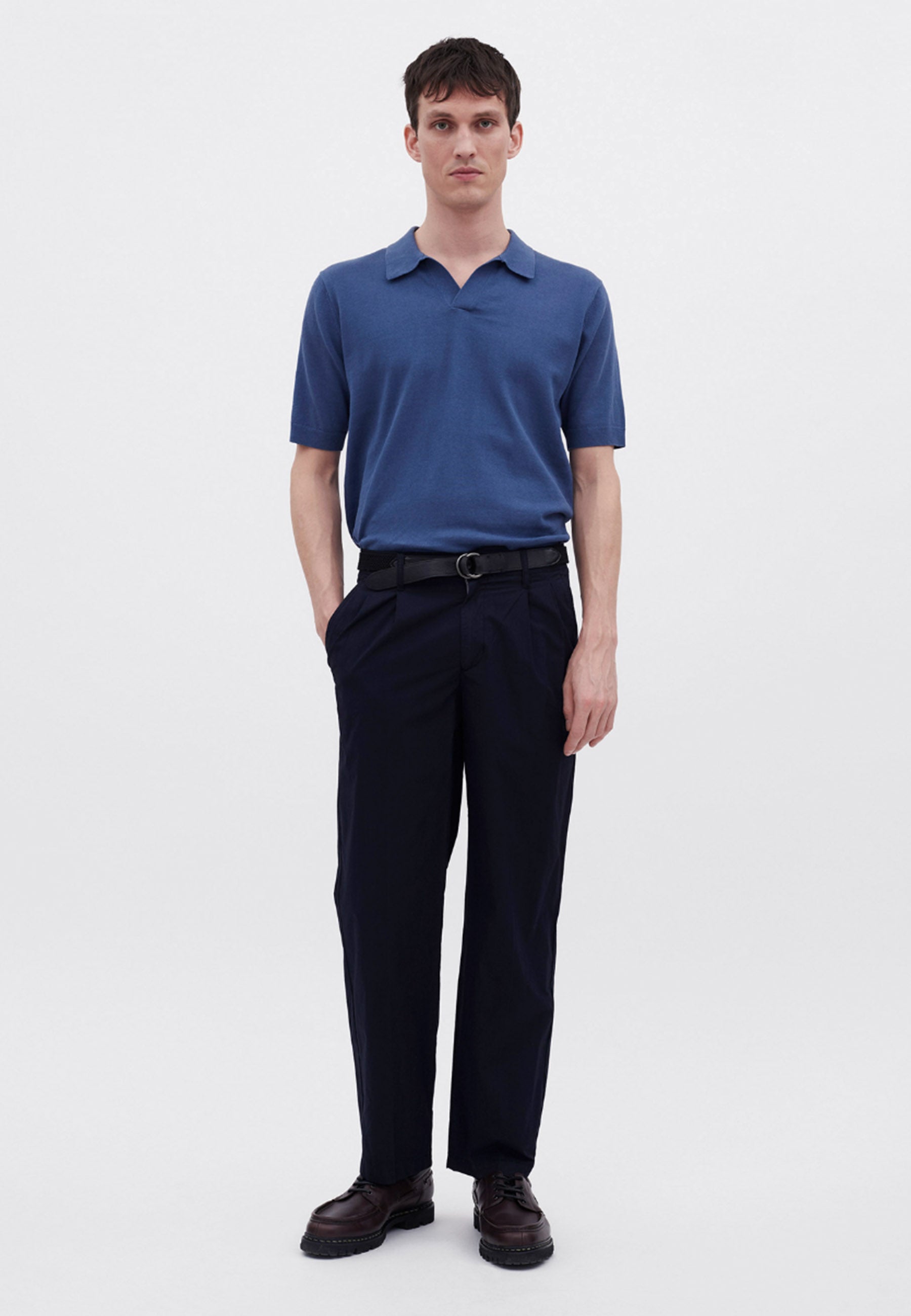 Benn Relaxed Typewriter Pleated Trouser - Dark Navy