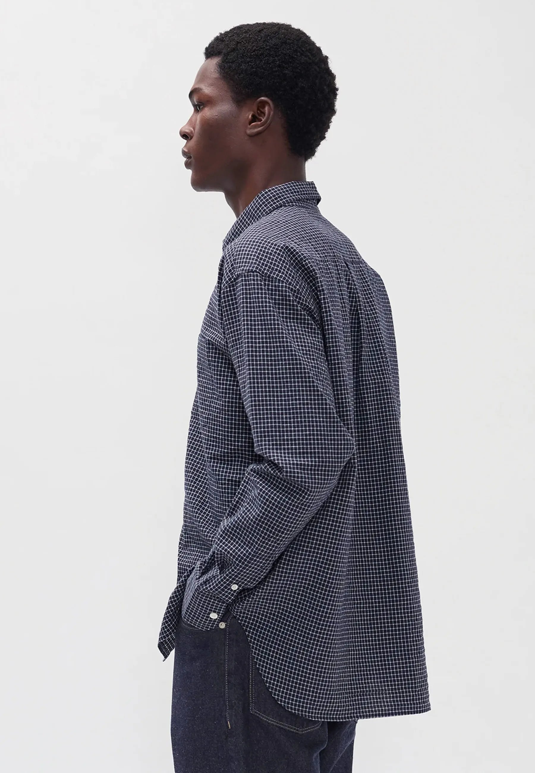 Espevik Check Oversized Shirt - Dark Navy