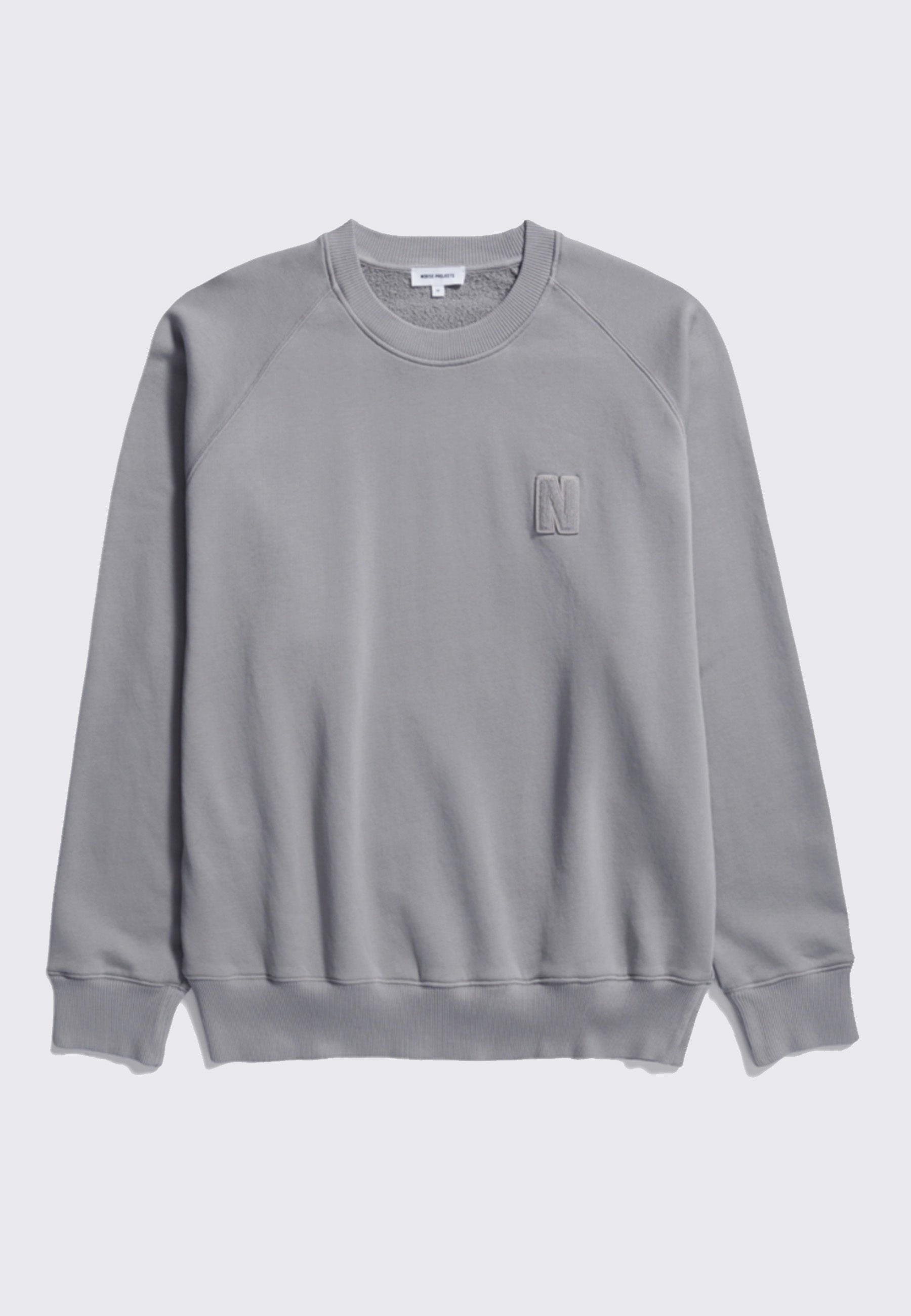 Marten Relaxed Organic Raglan N Patch Sweatshirt - Weather Grey