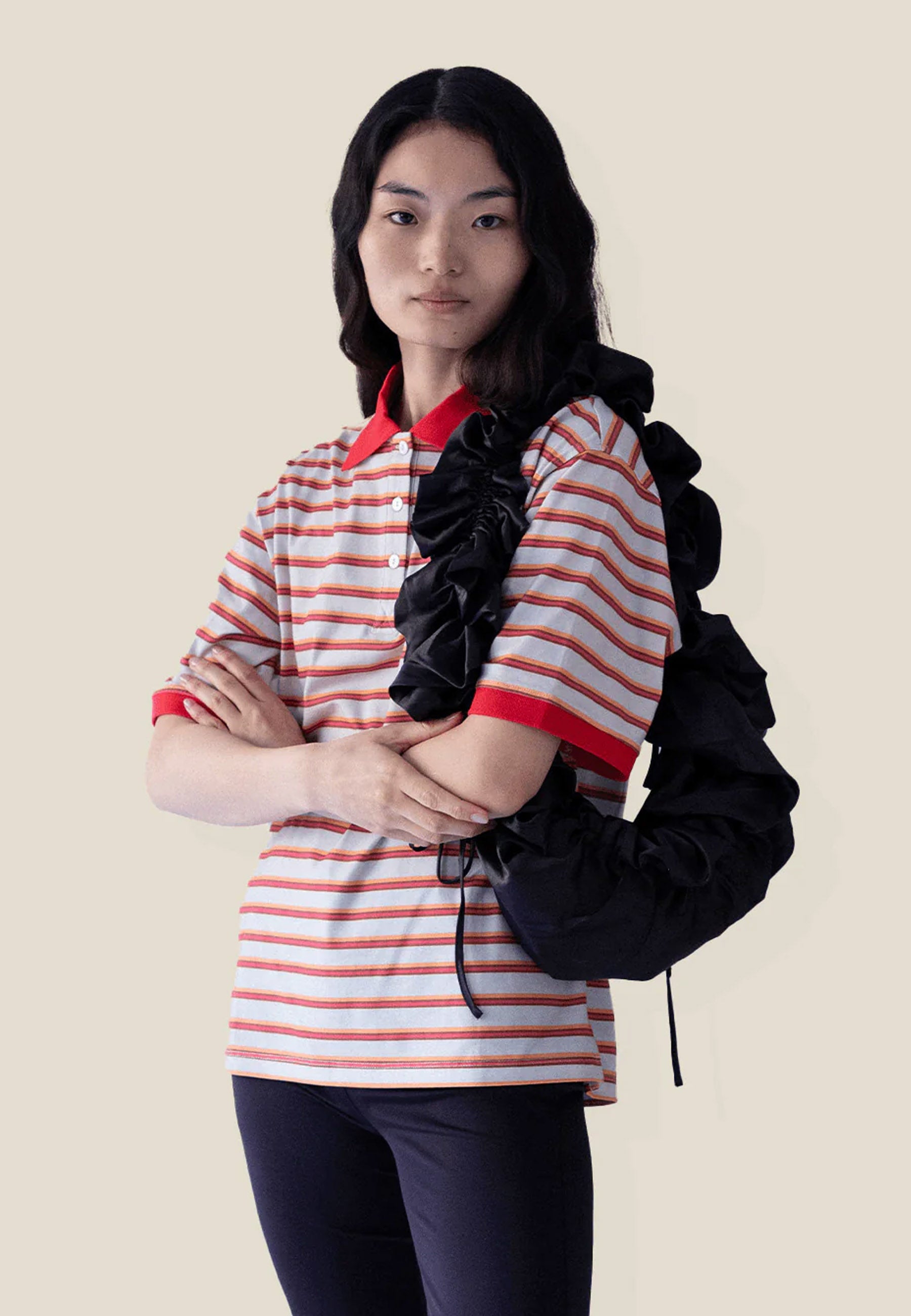 Luna Unisex Polo - Red Orange Stripe