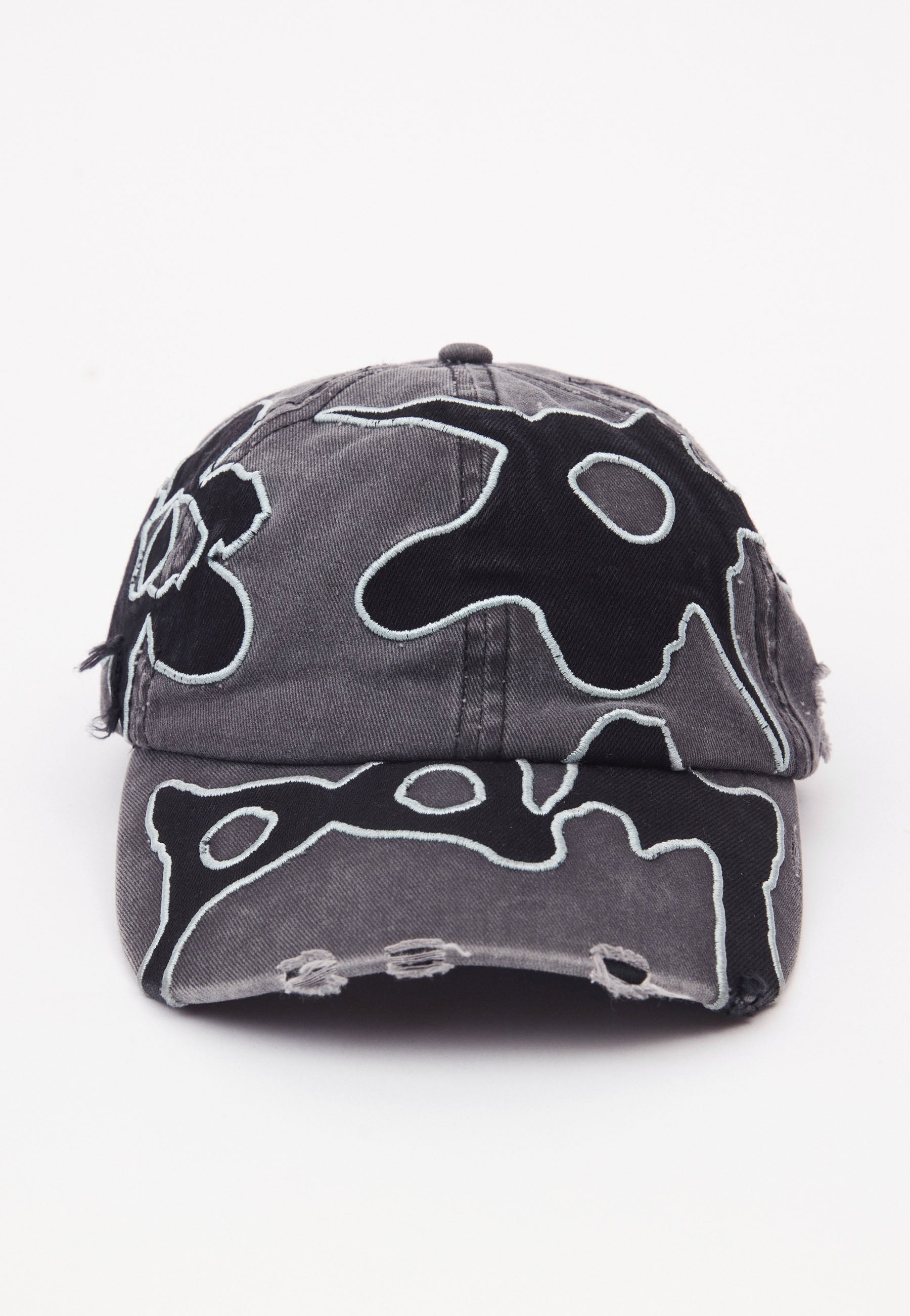 Locke Denim Applique Baseball Cap - Faded Black