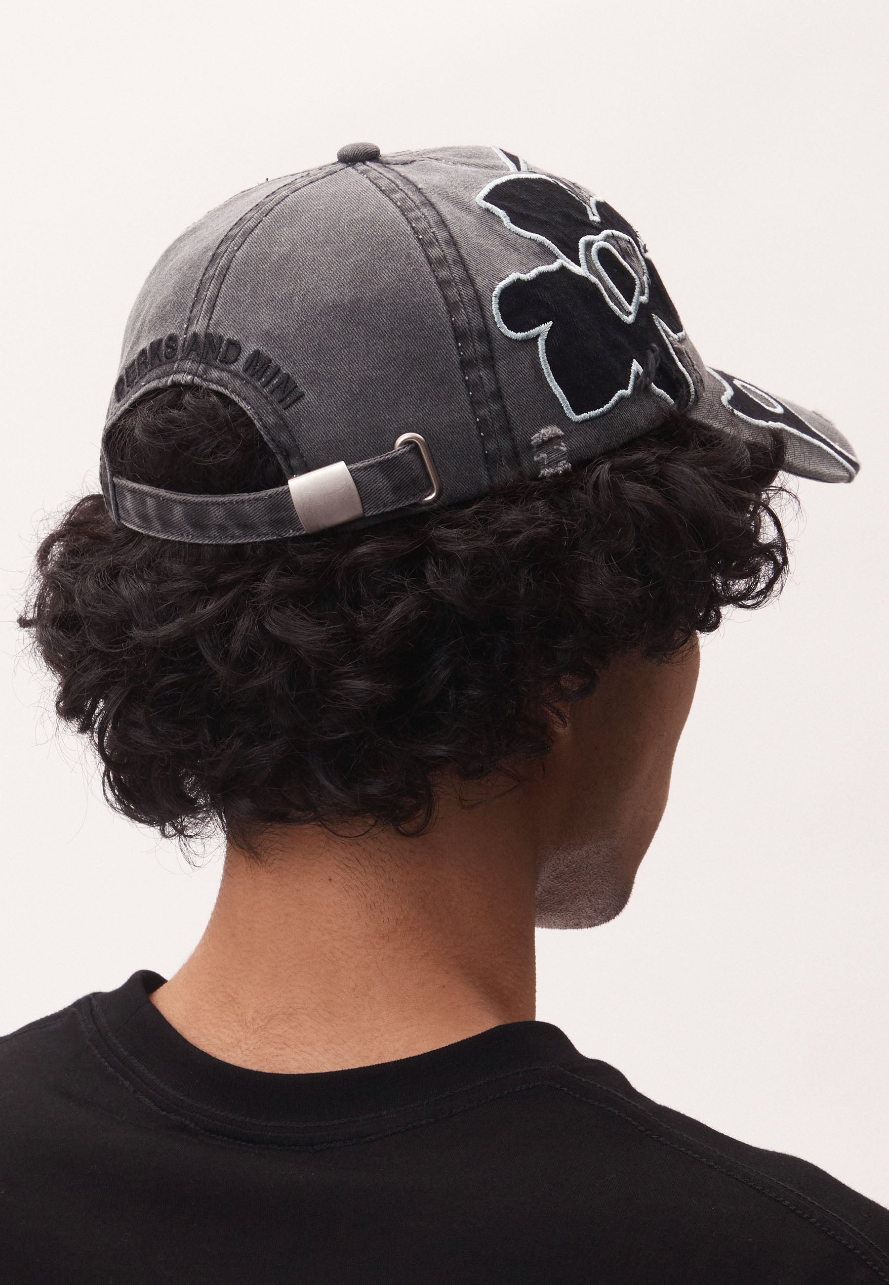 Locke Denim Applique Baseball Cap - Faded Black