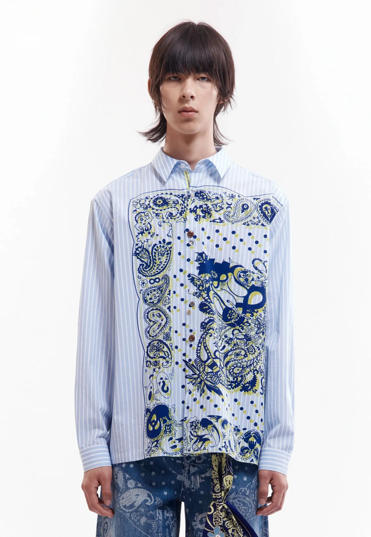 Coco Star Bandana Shirt - Blue Stripe