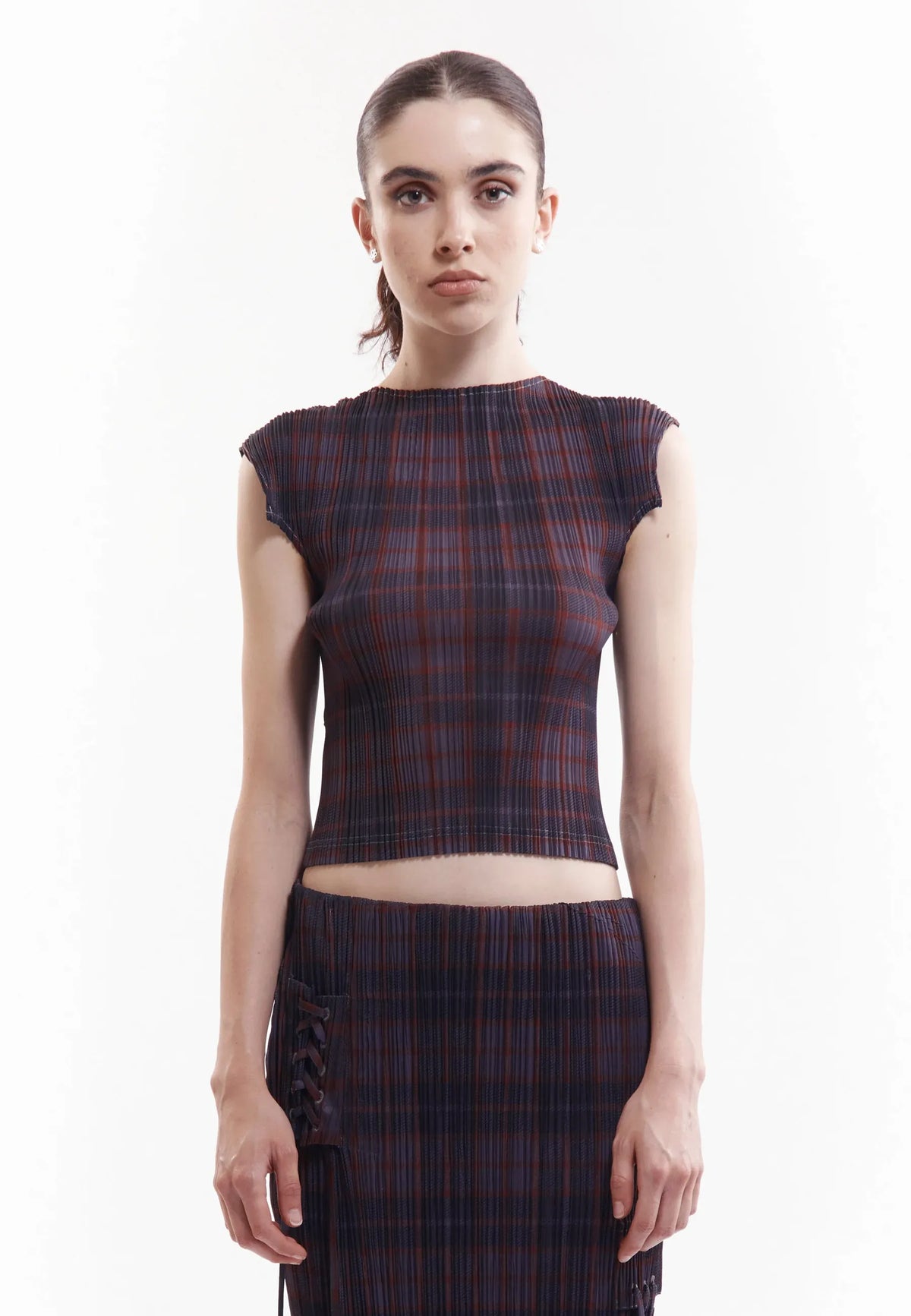 Bodhi Pleated Top - Grey Check