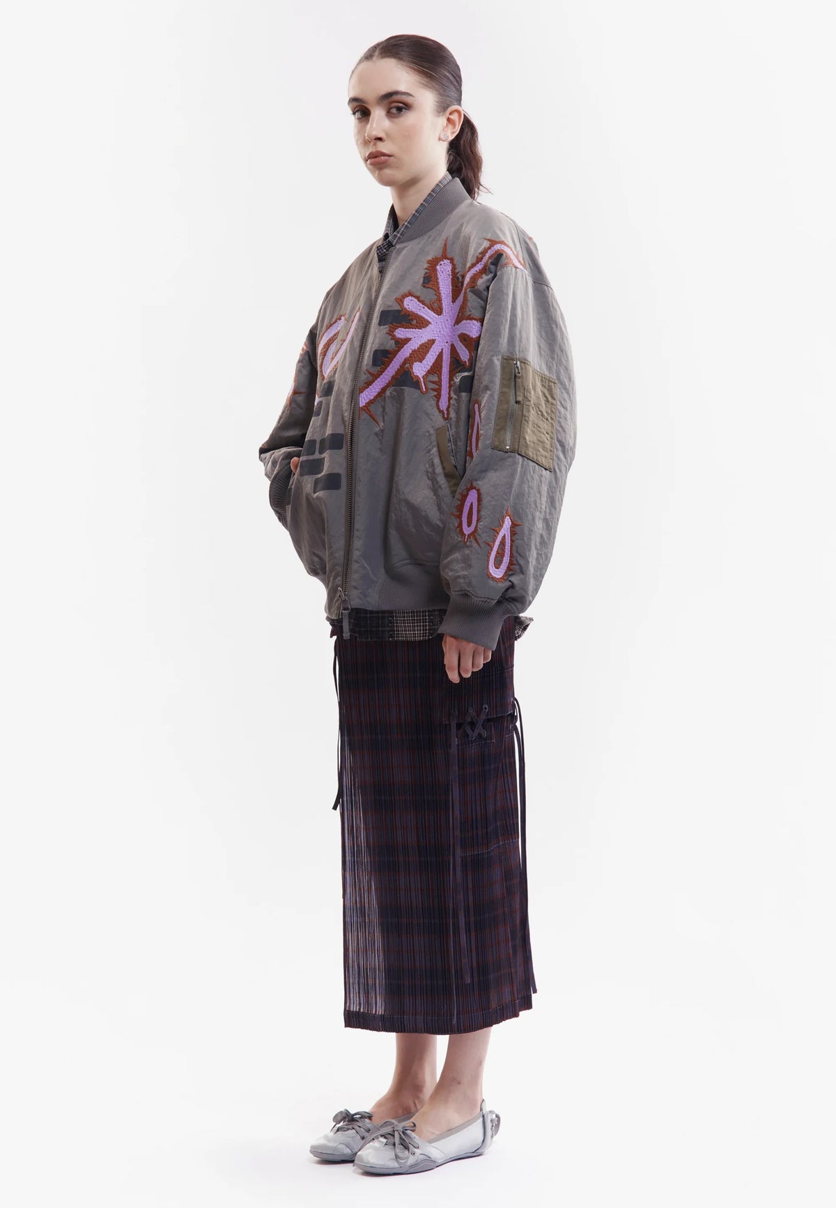 Adorned Reversible Bomber Jacket - Drabs