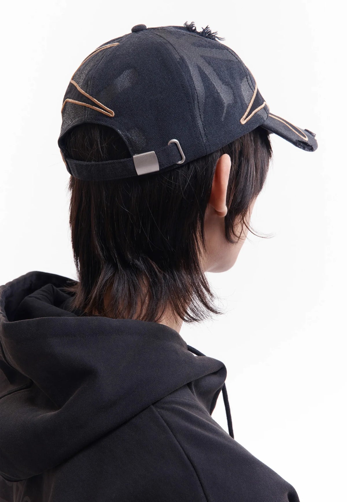 Distressed Urchin Tag Baseball Cap - Black Wash