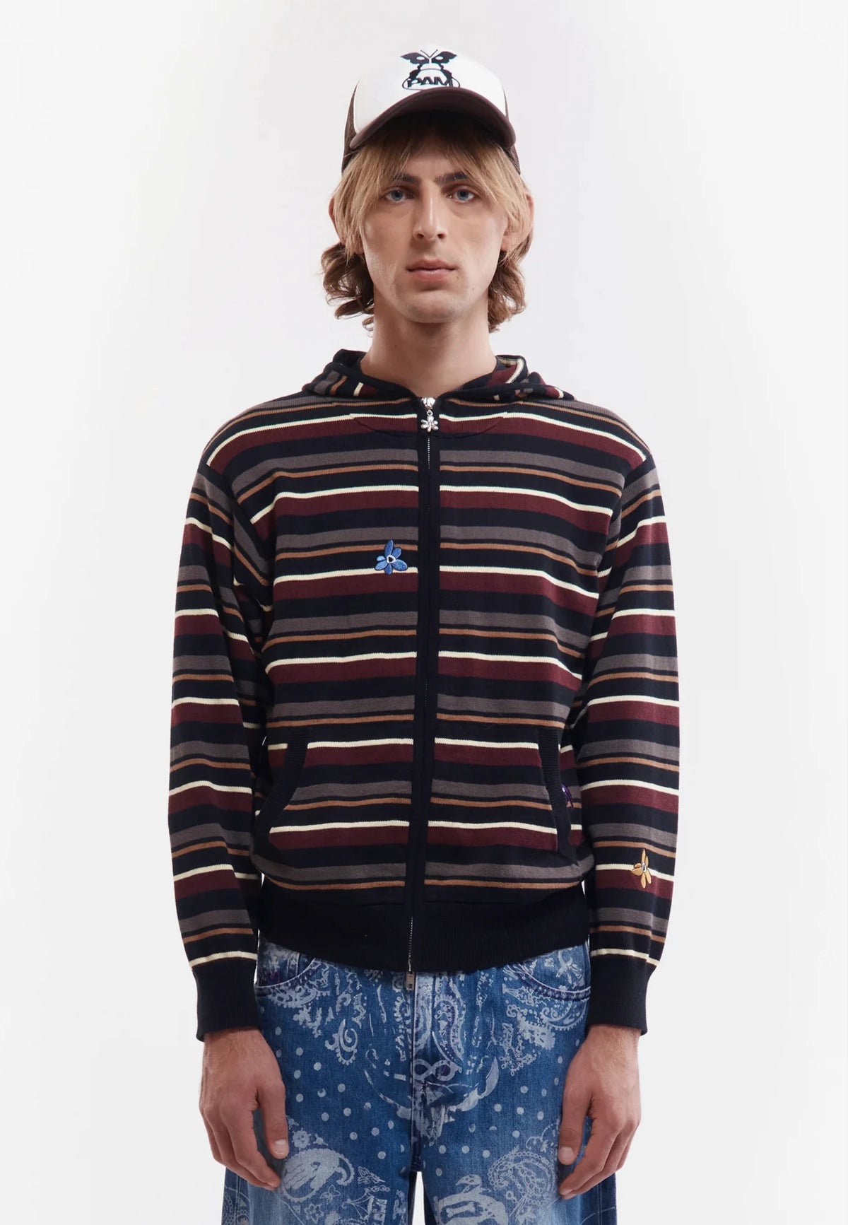 Names Go By Hooded Zip Thru Knit - Multi