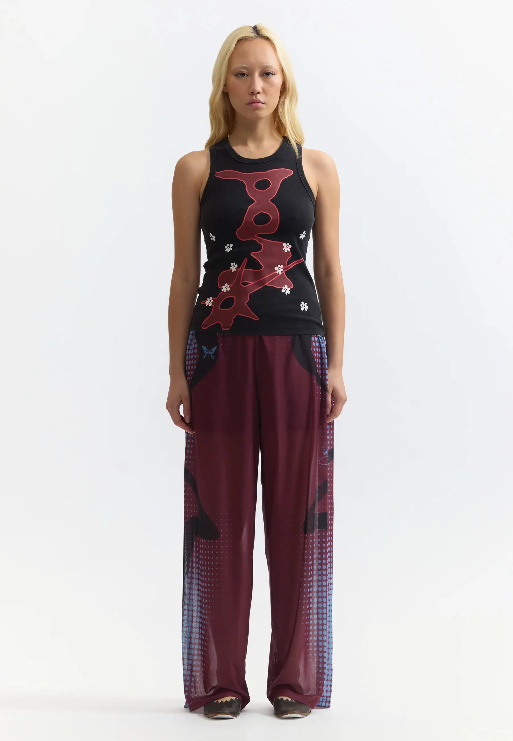 Stipple Mesh Pants - Brick Red