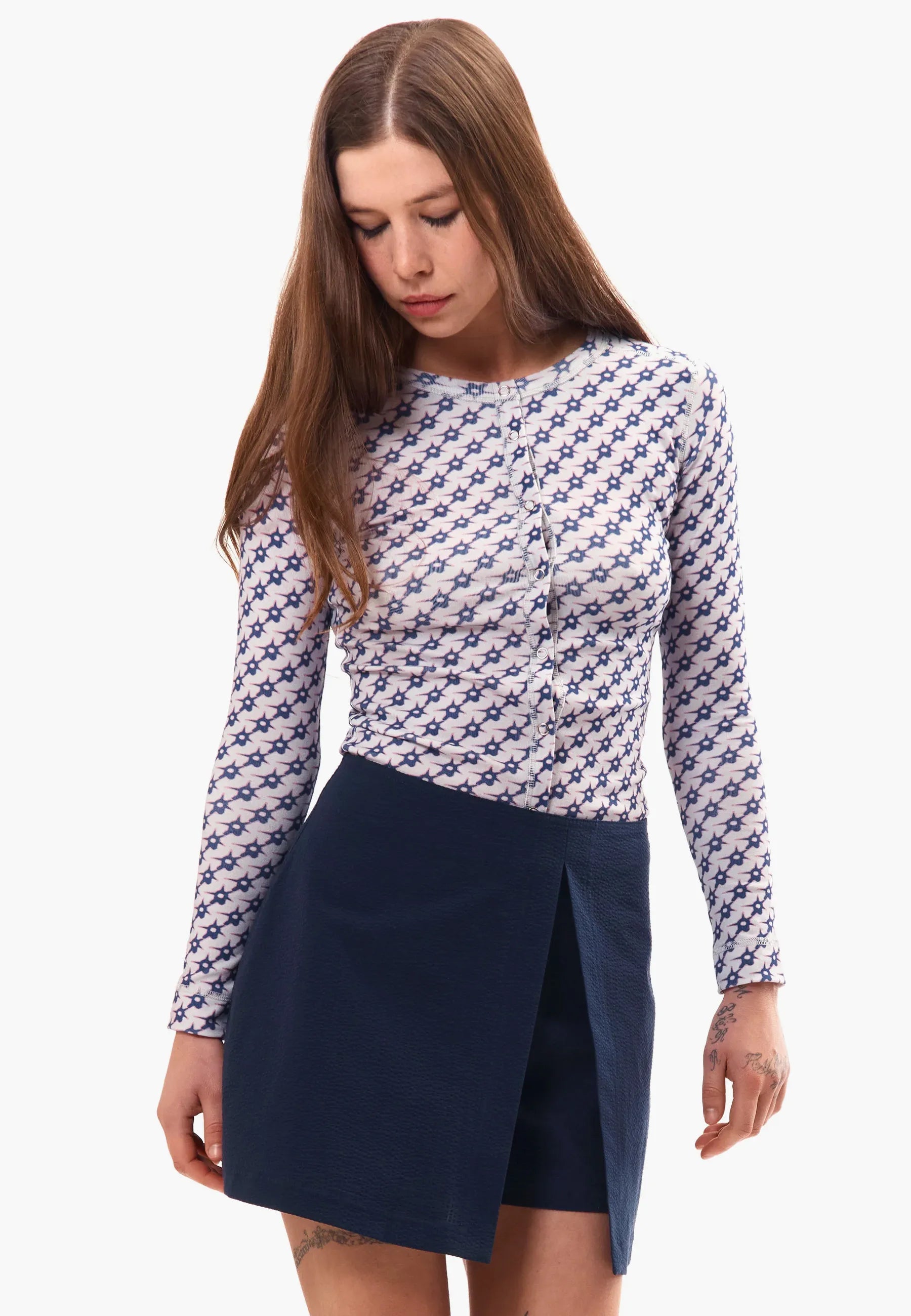 Gestures Skort Seer Sucker - Navy