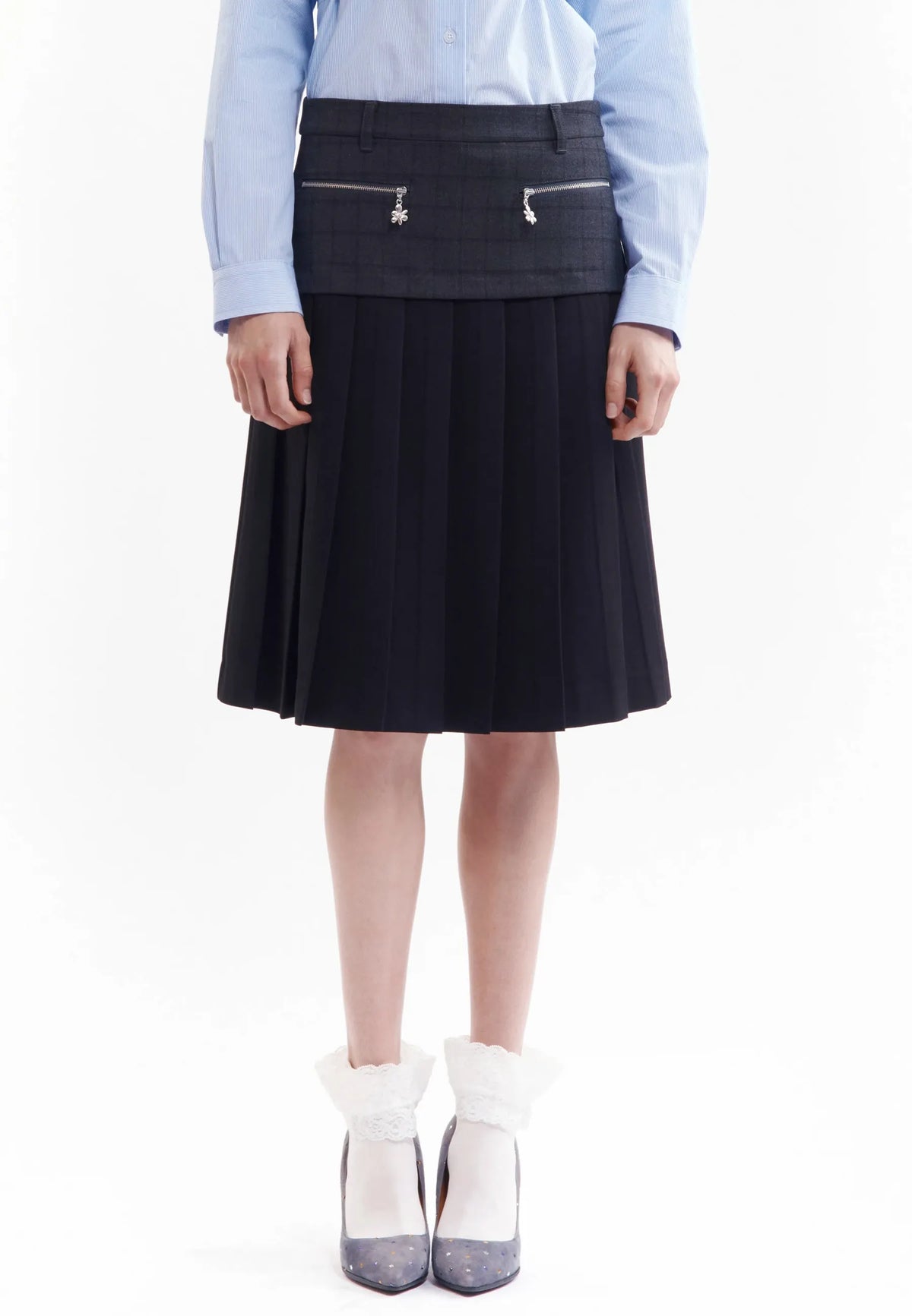 Spiral Jetty Pleat Skirt - Black/Grey