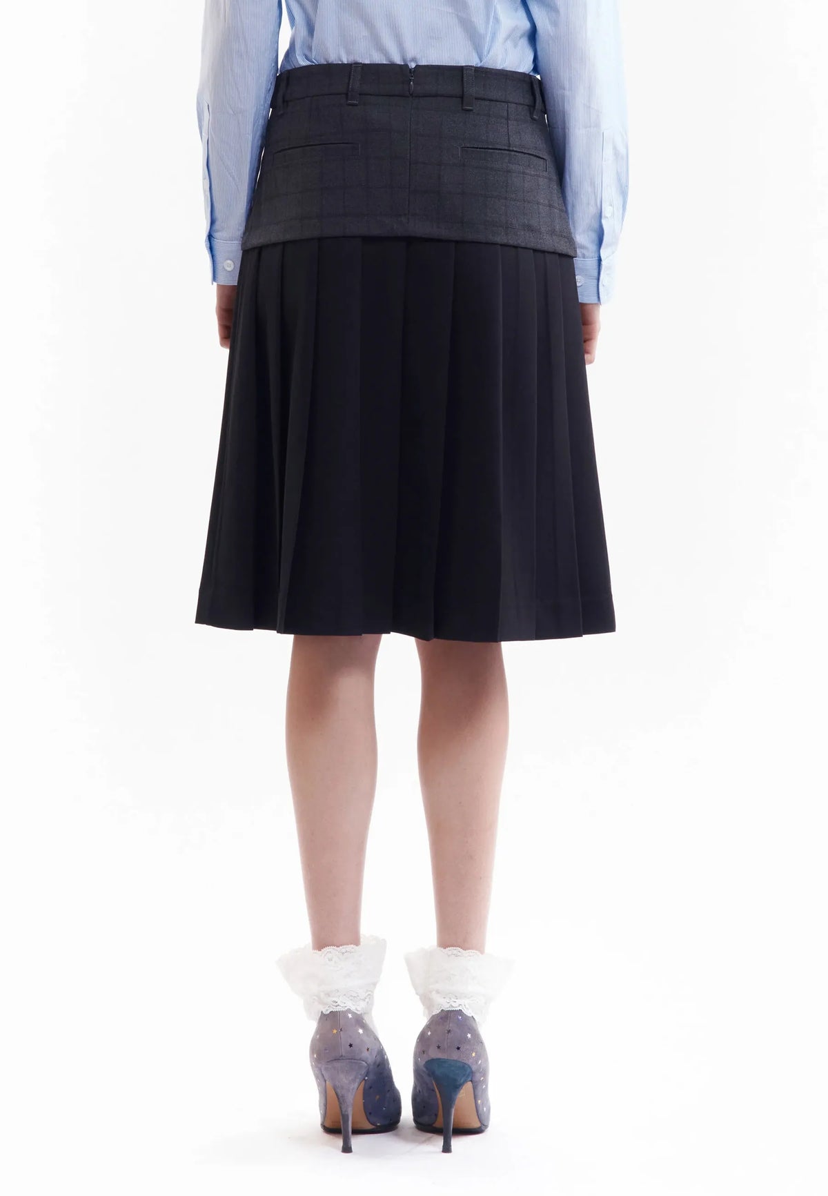 Spiral Jetty Pleat Skirt - Black/Grey