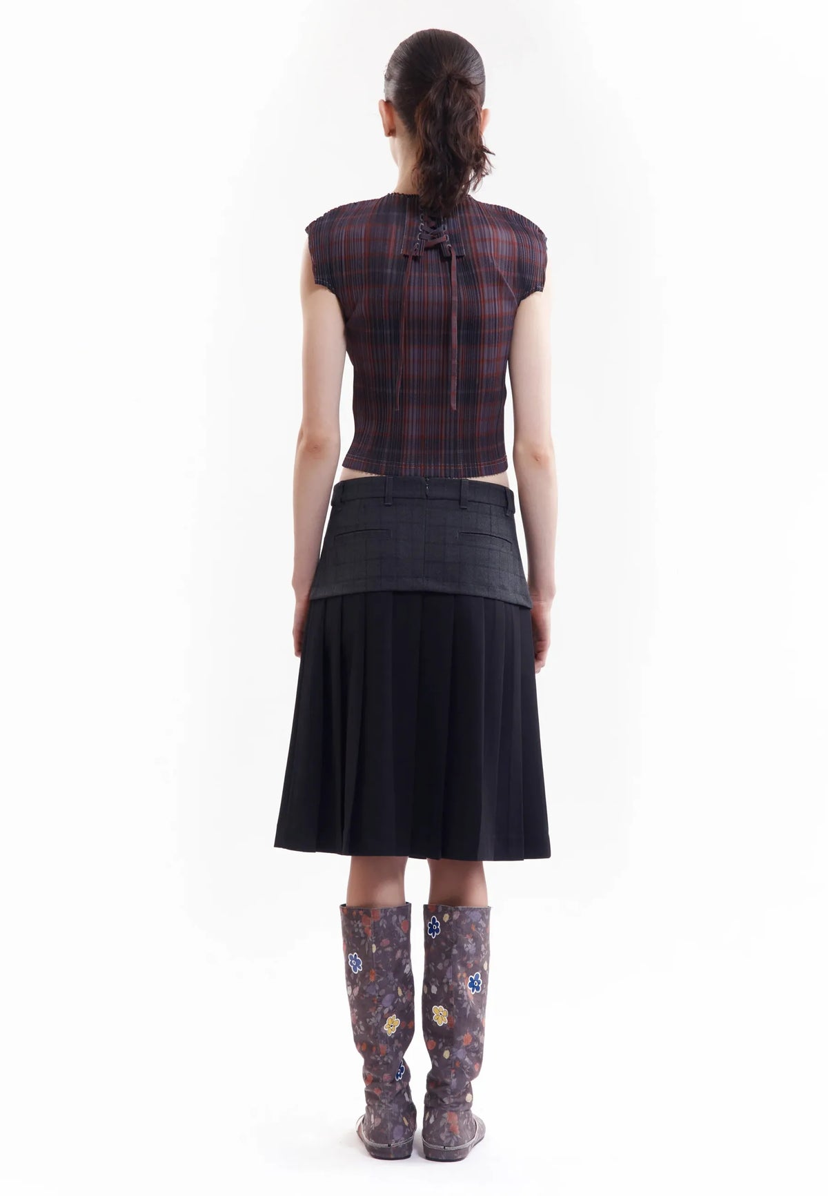 Spiral Jetty Pleat Skirt - Black/Grey