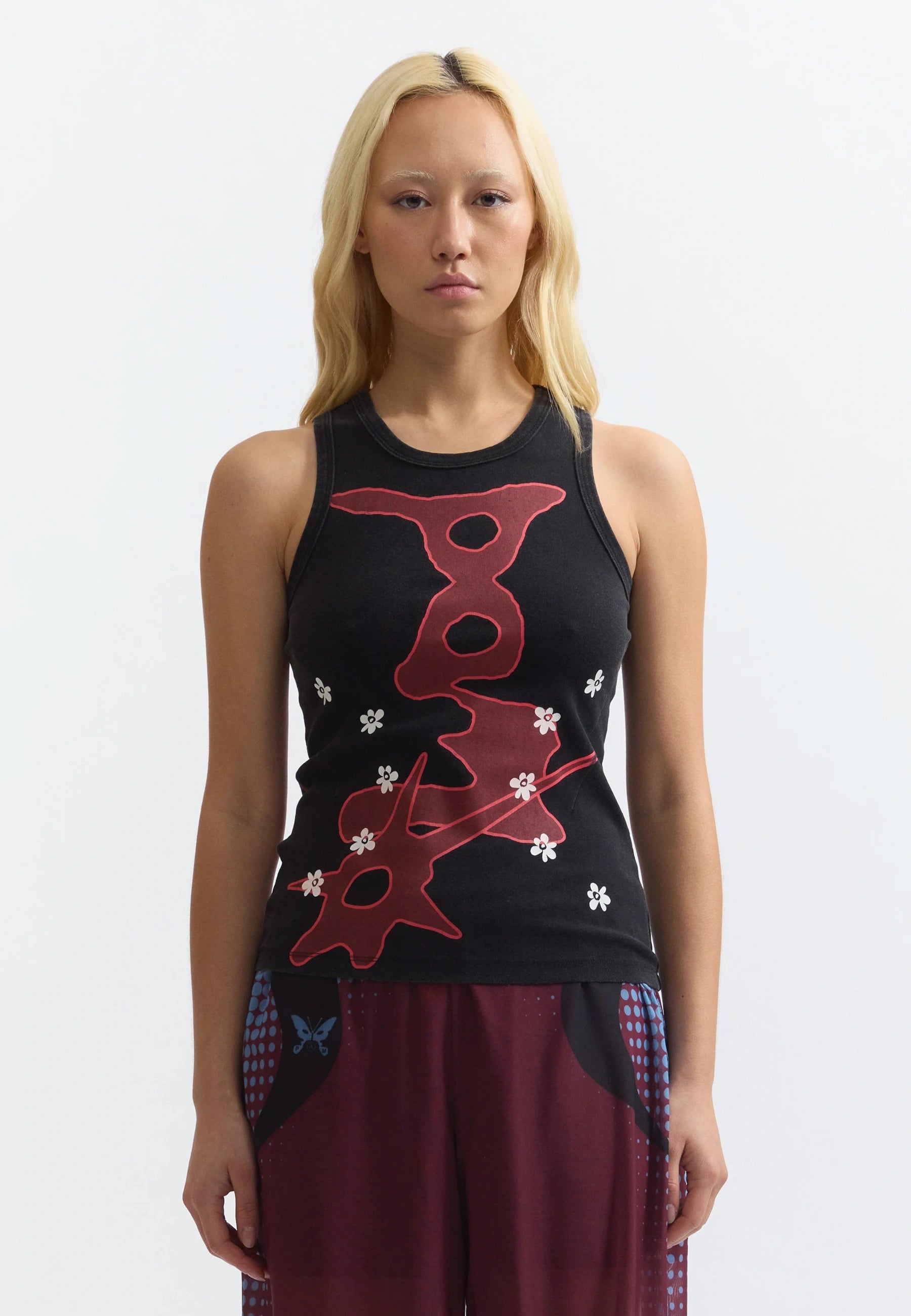 Visions Racer Tank - Black Wash/Deep Red