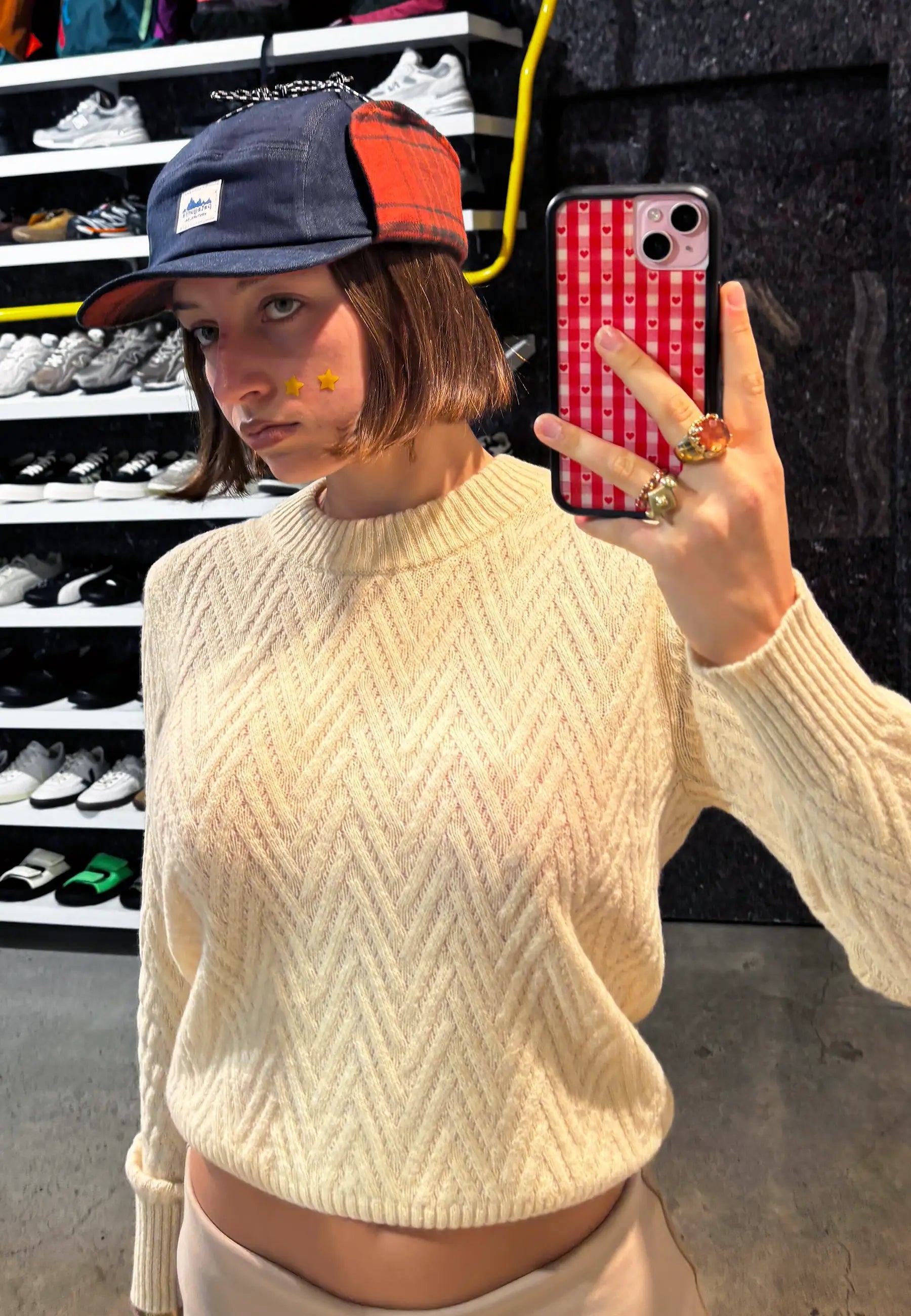 Women's Recycled Wool Blend Sweater - Chevron Cable/Dark Natural